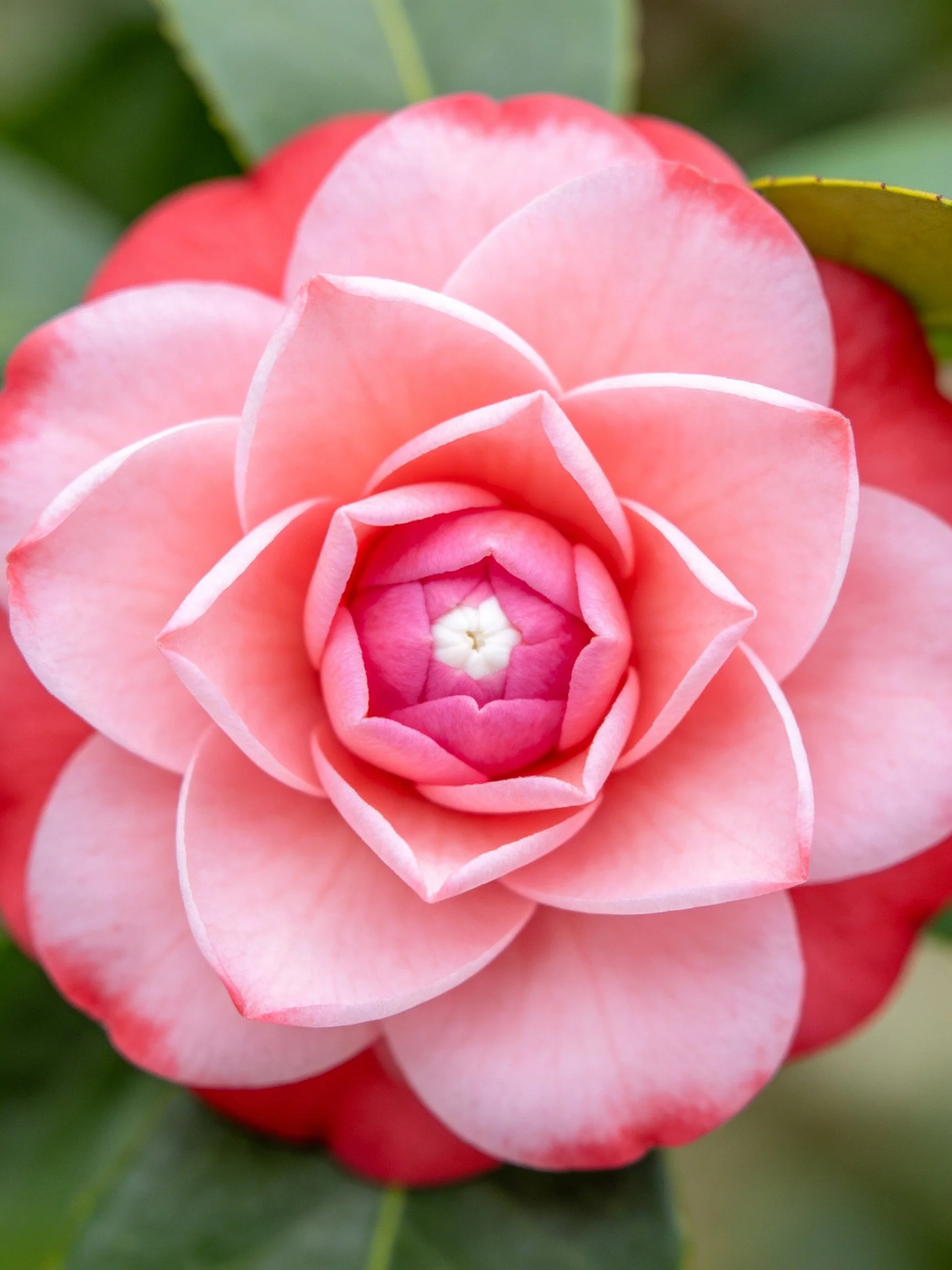 A vibrant pink camellia with layered petals