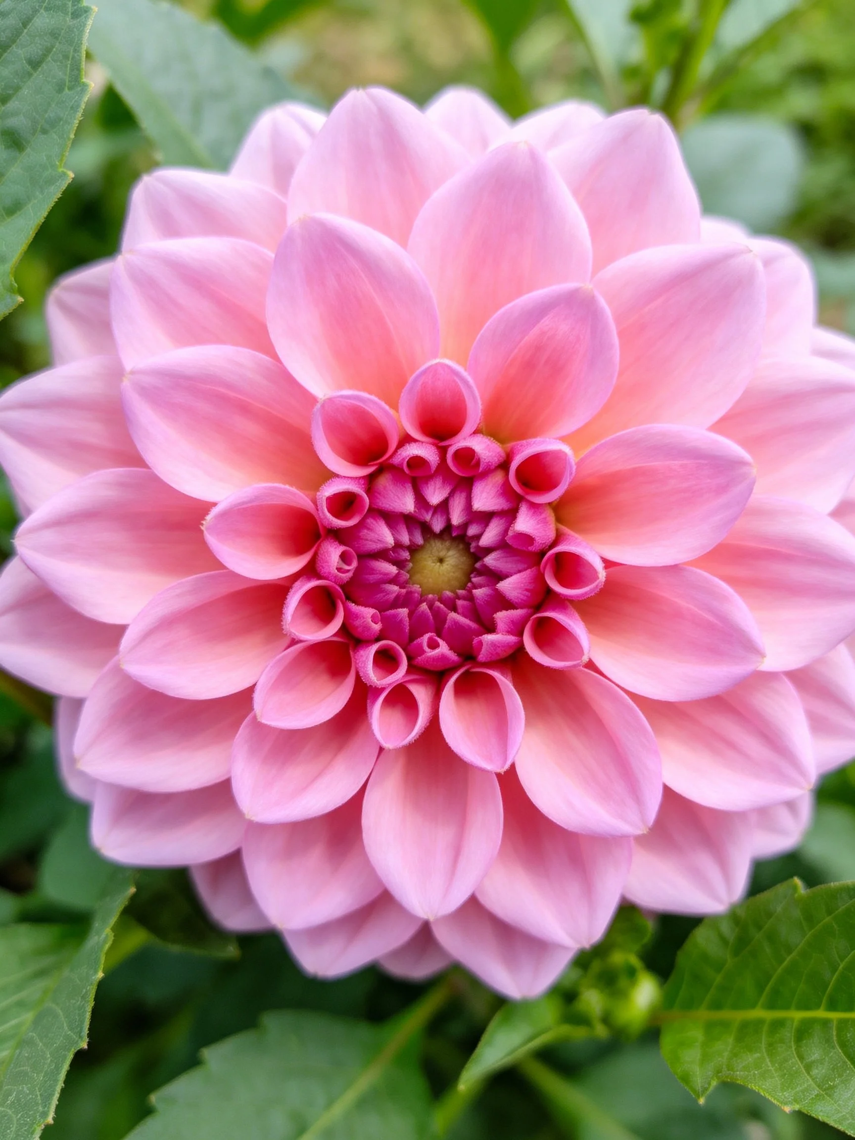 A vibrant pink dahlia with layered petals
