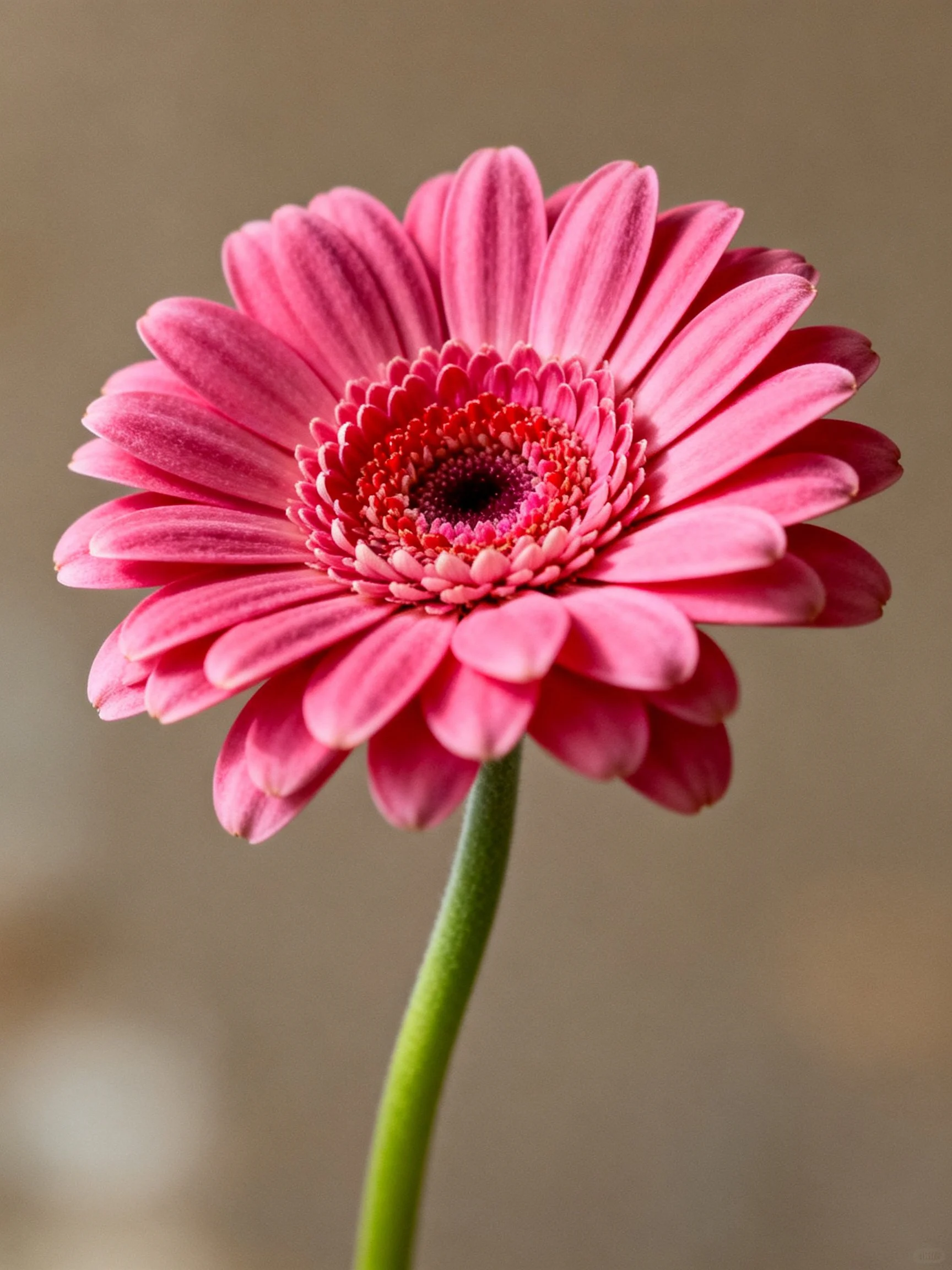 A vibrant pink gerbera daisy with layered petals