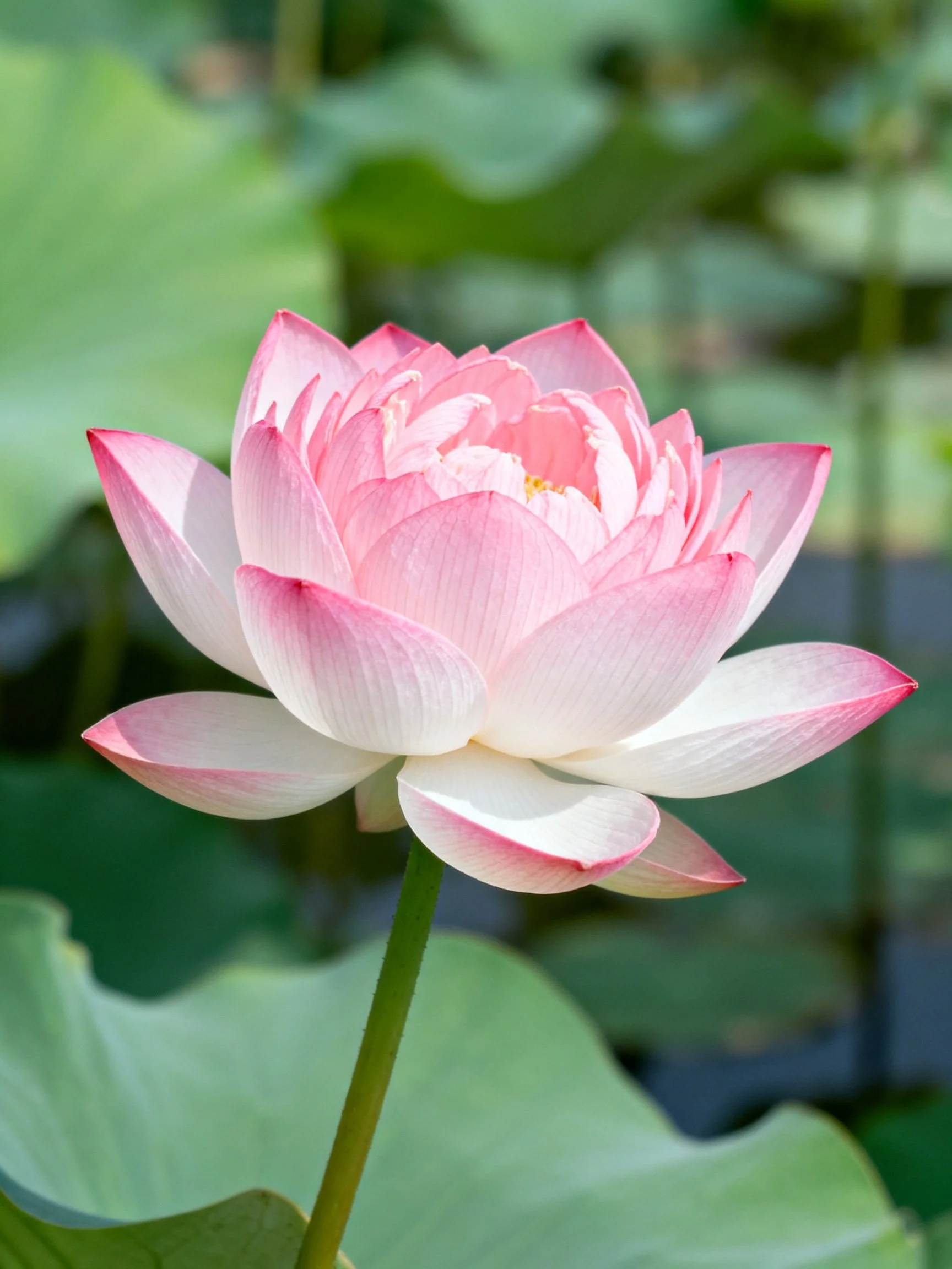 A vibrant pink lotus blooms amidst lush green foliage.