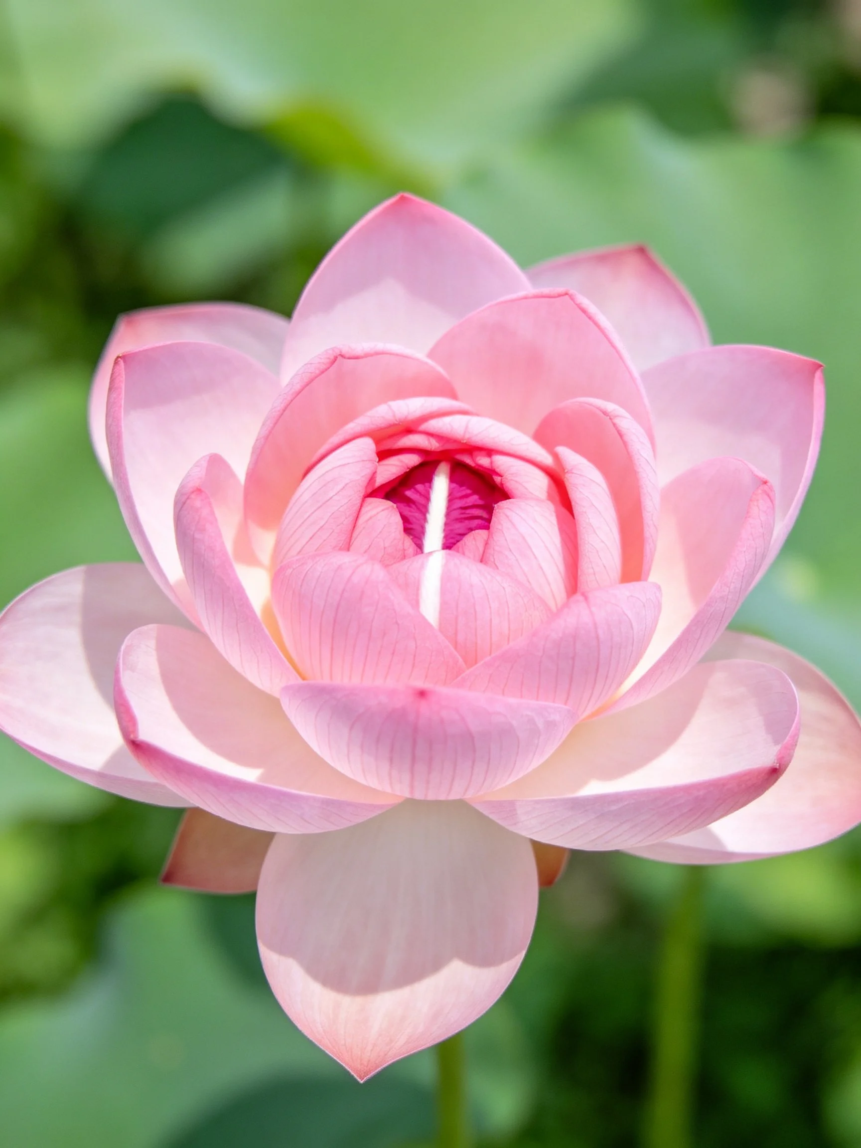 A vibrant pink lotus flower in full bloom