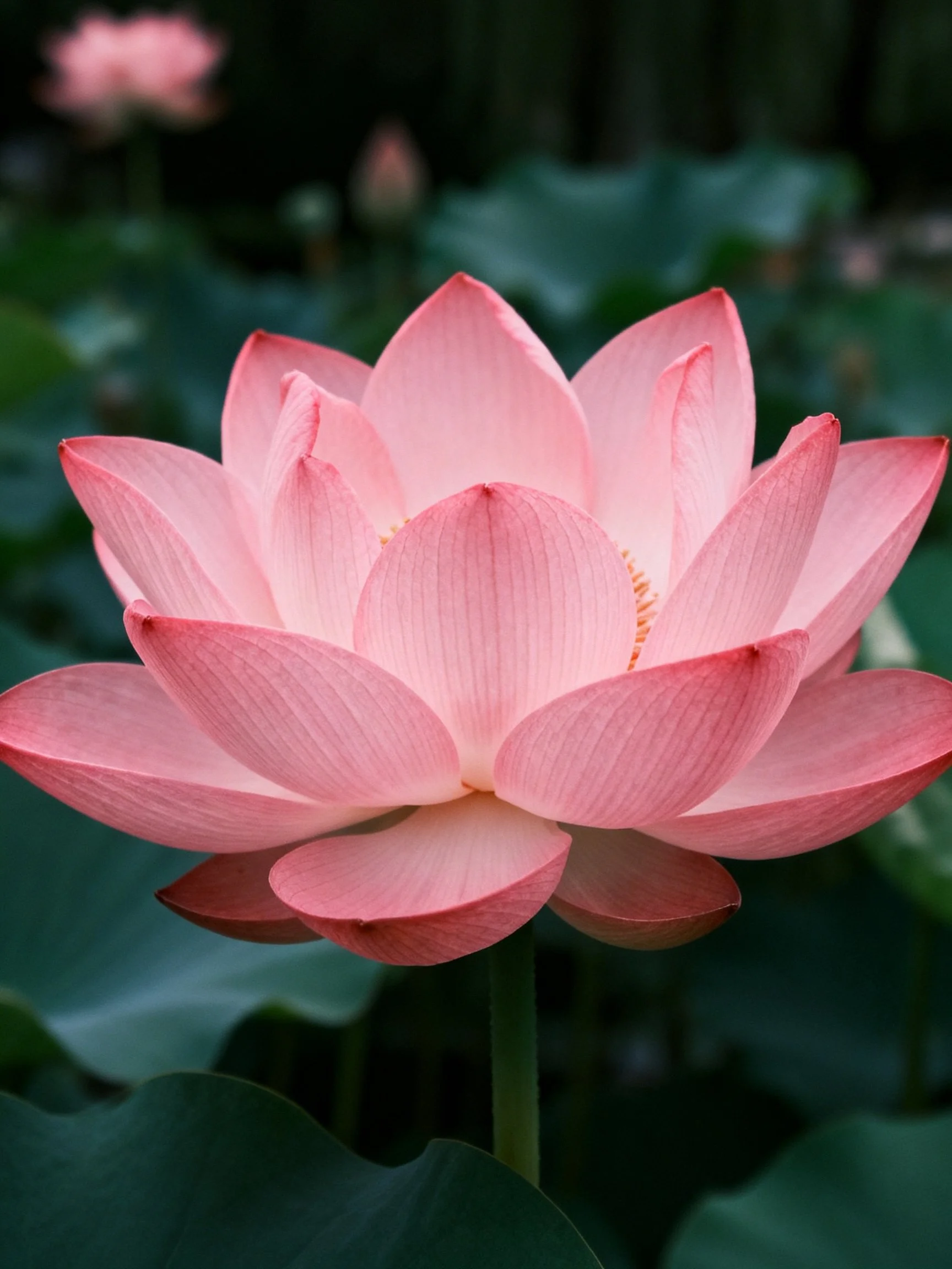 A vibrant pink lotus flower in full bloom with dark green leaves