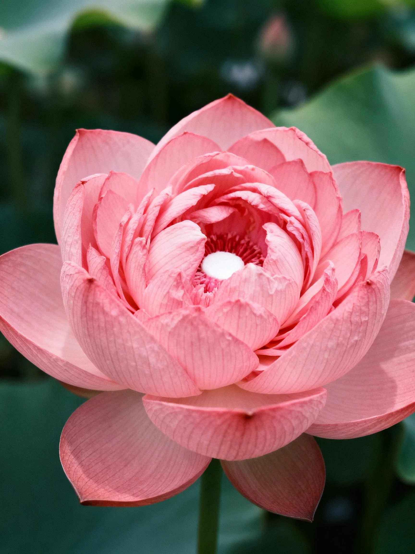 A vibrant pink lotus flower with layered petals