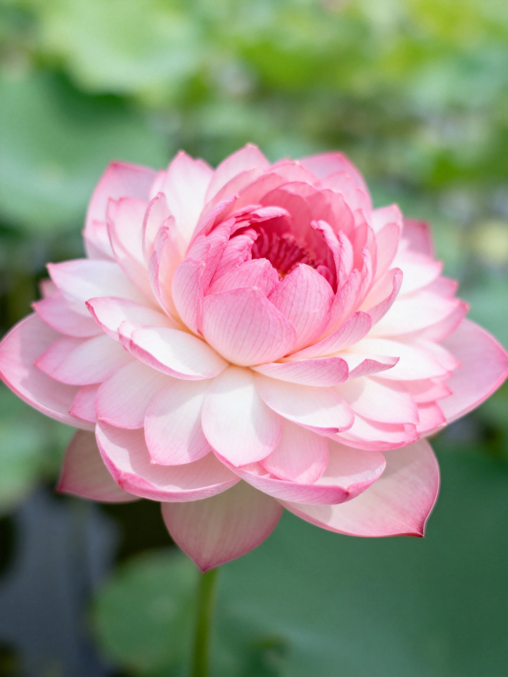 A vibrant pink lotus flower with layered petals