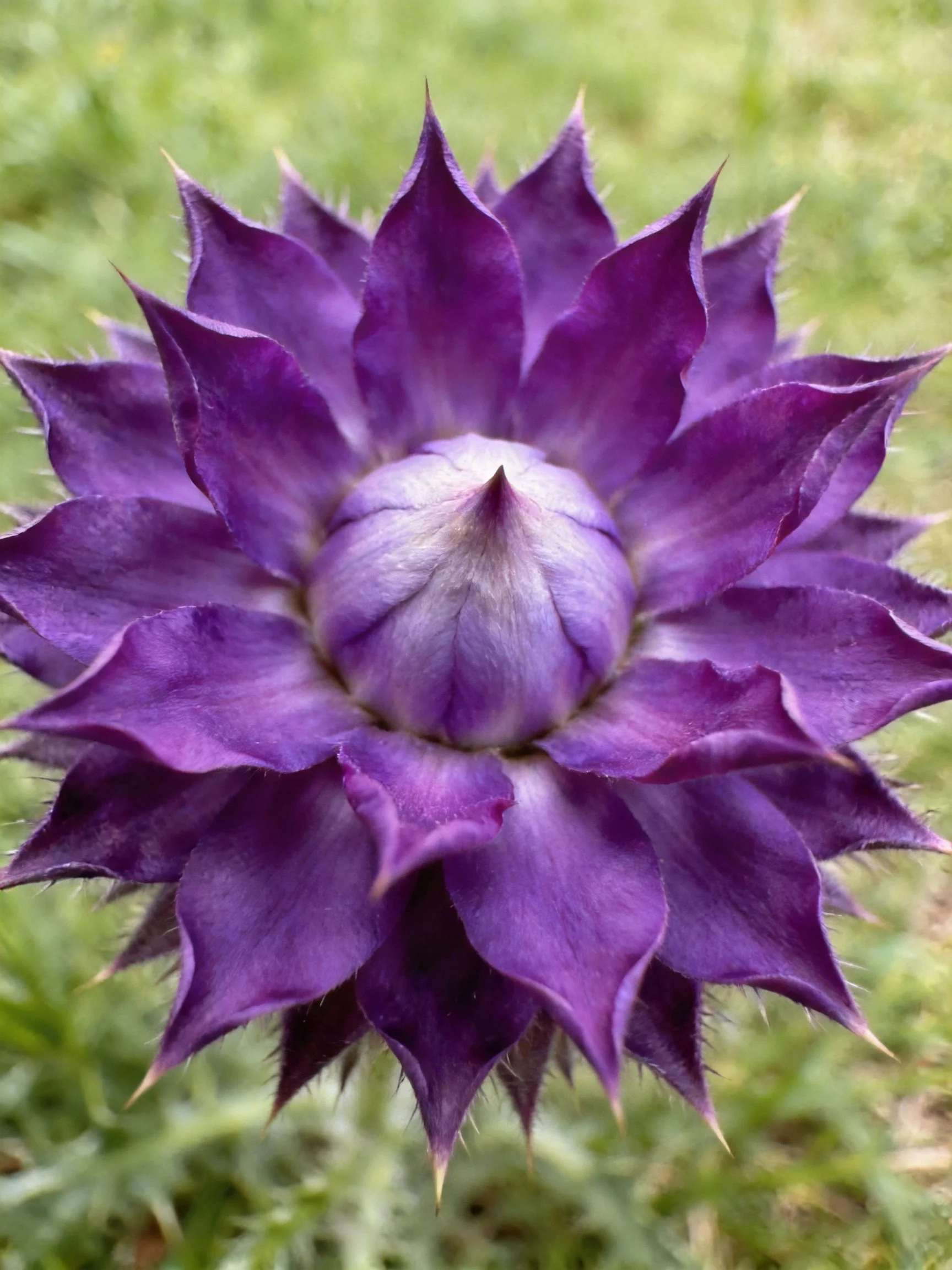 A vibrant purple spiky flower with layered petals