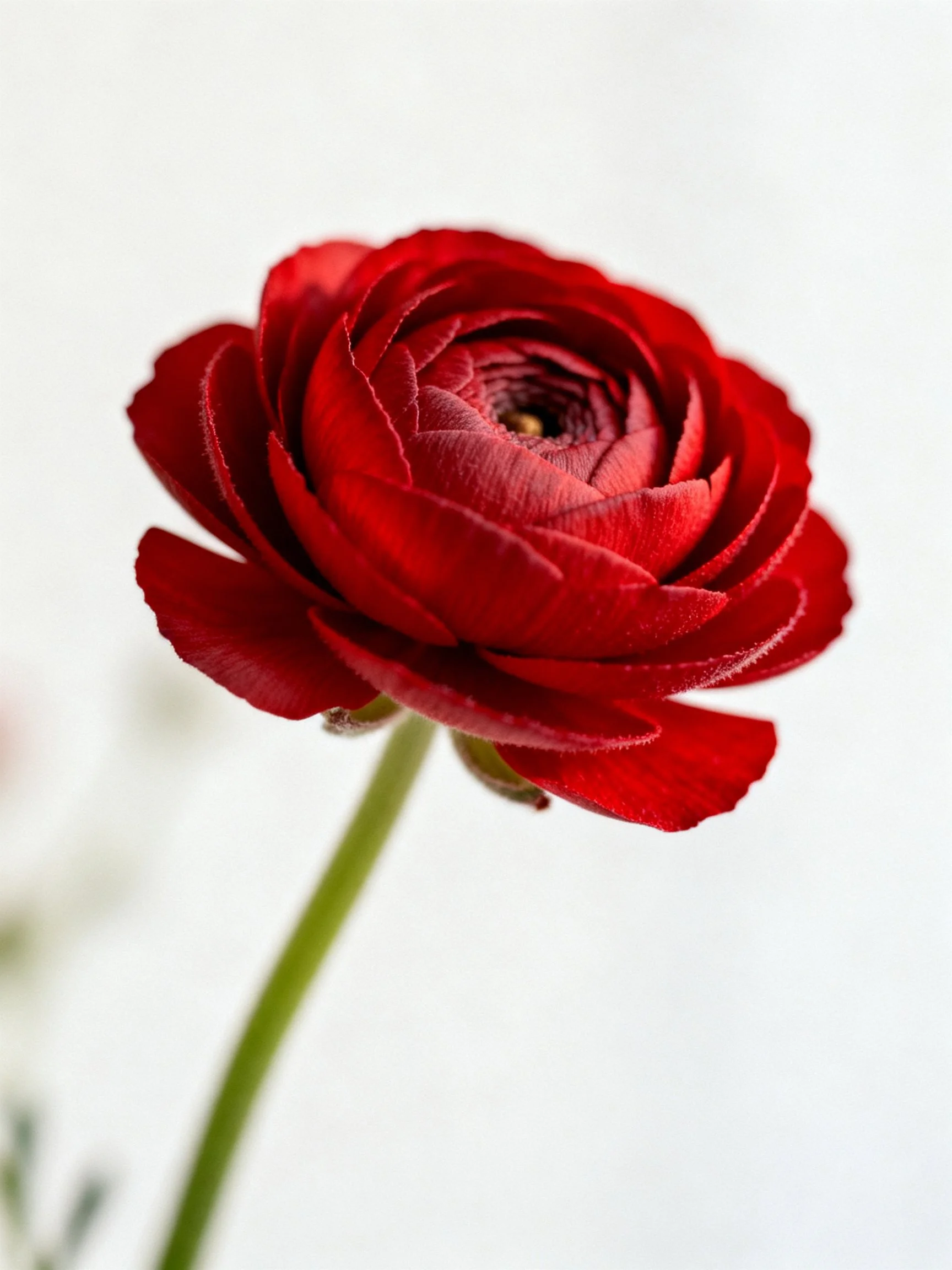 A vibrant red ranunculus with layered petals