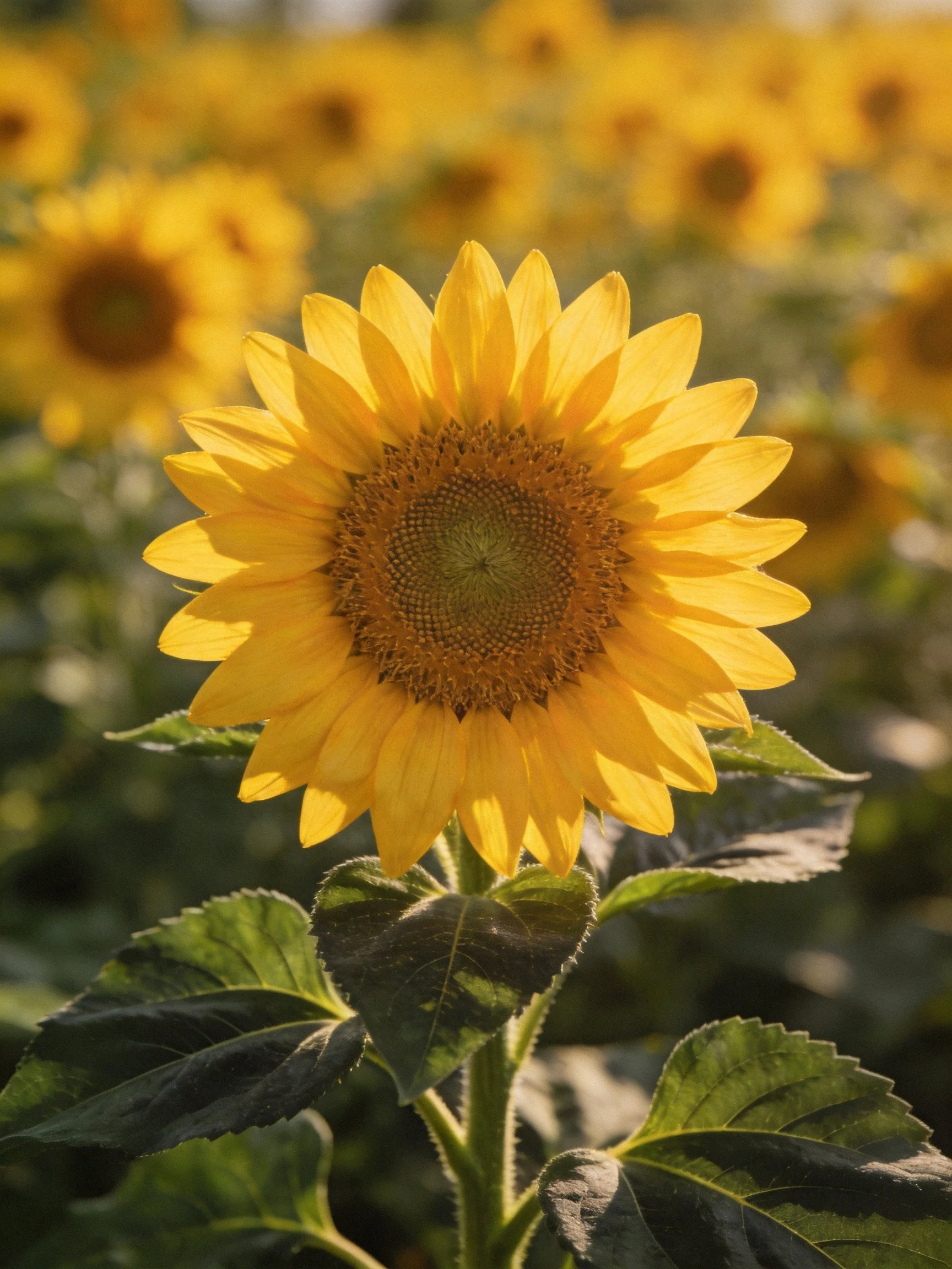 A vibrant sunflower stands out amid sunlit flower blooms