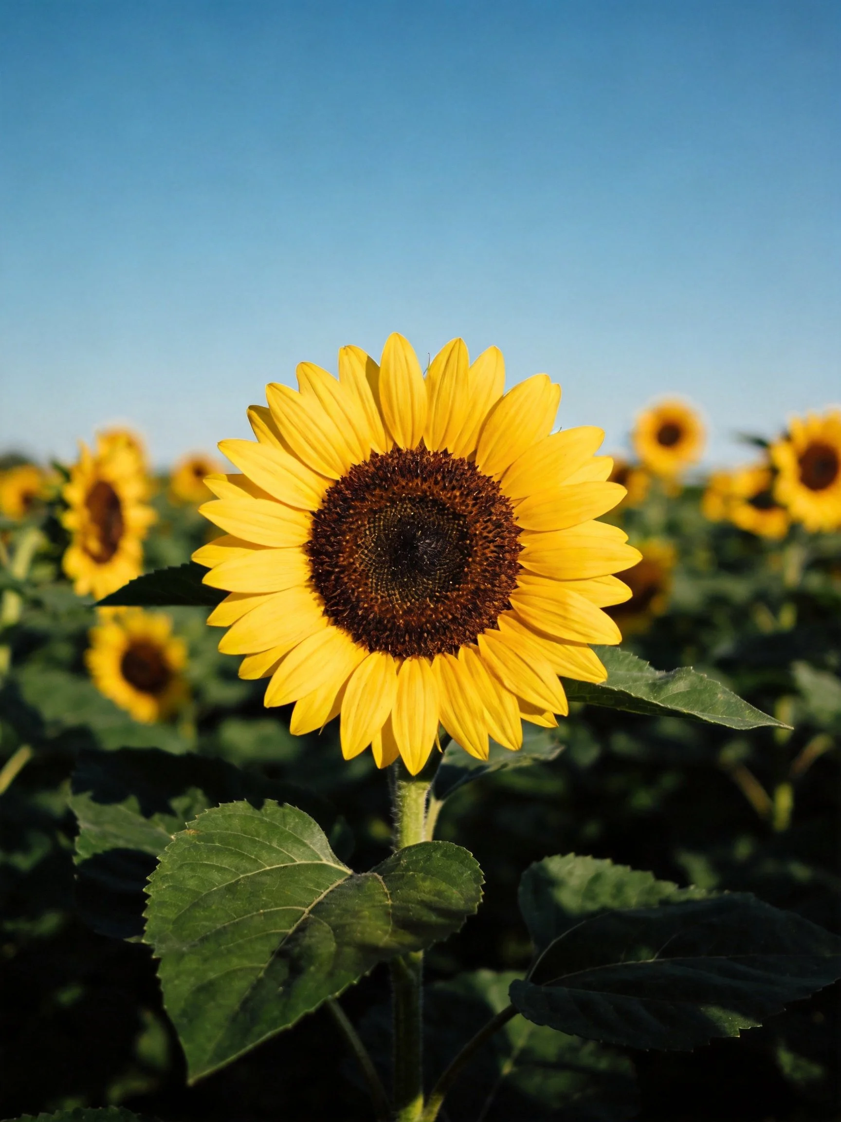 A vibrant sunflower with golden petals and brown center