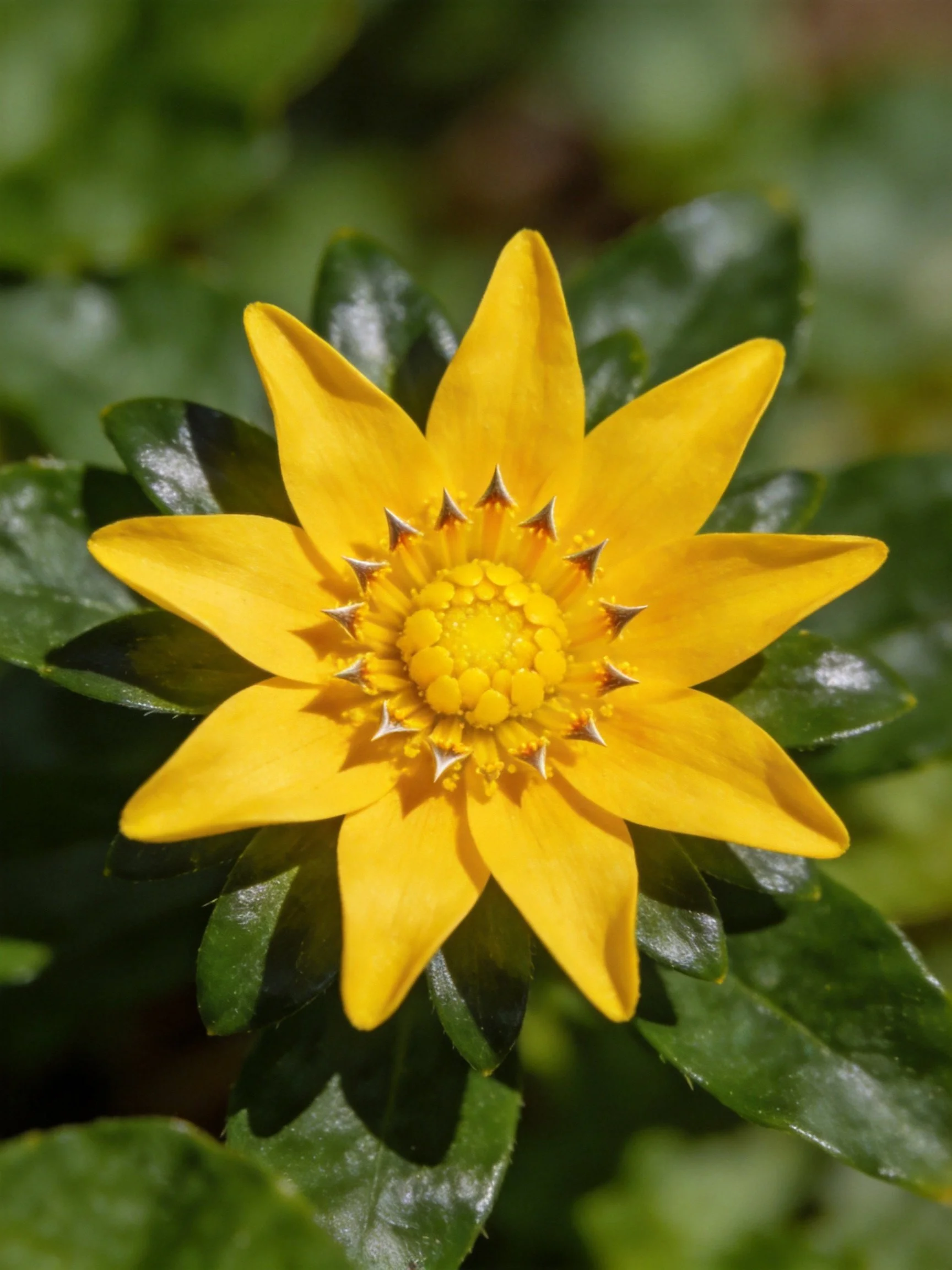 A vibrant yellow flower with star - shaped petals