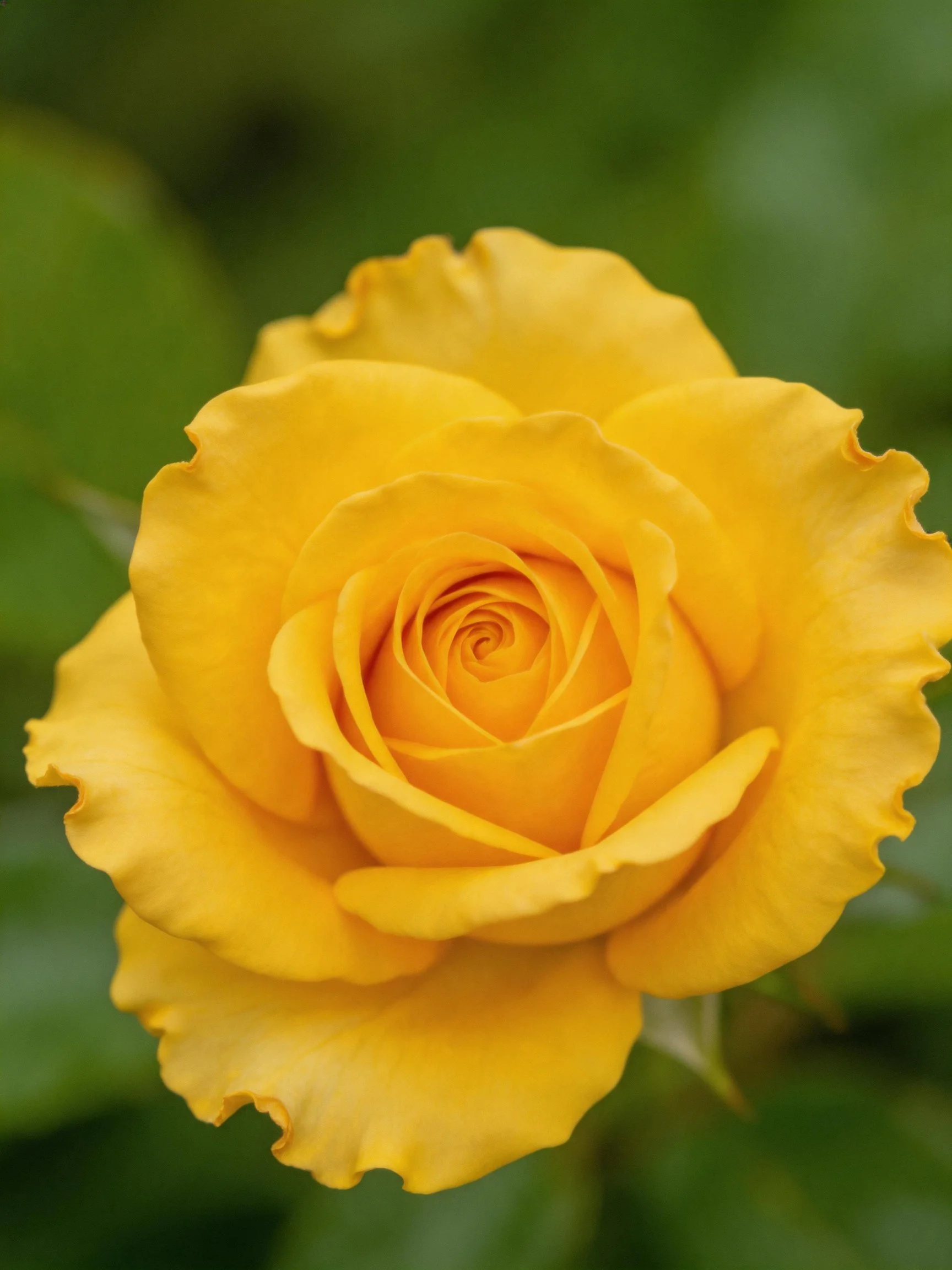 A vibrant yellow rose in full bloom against green foliage