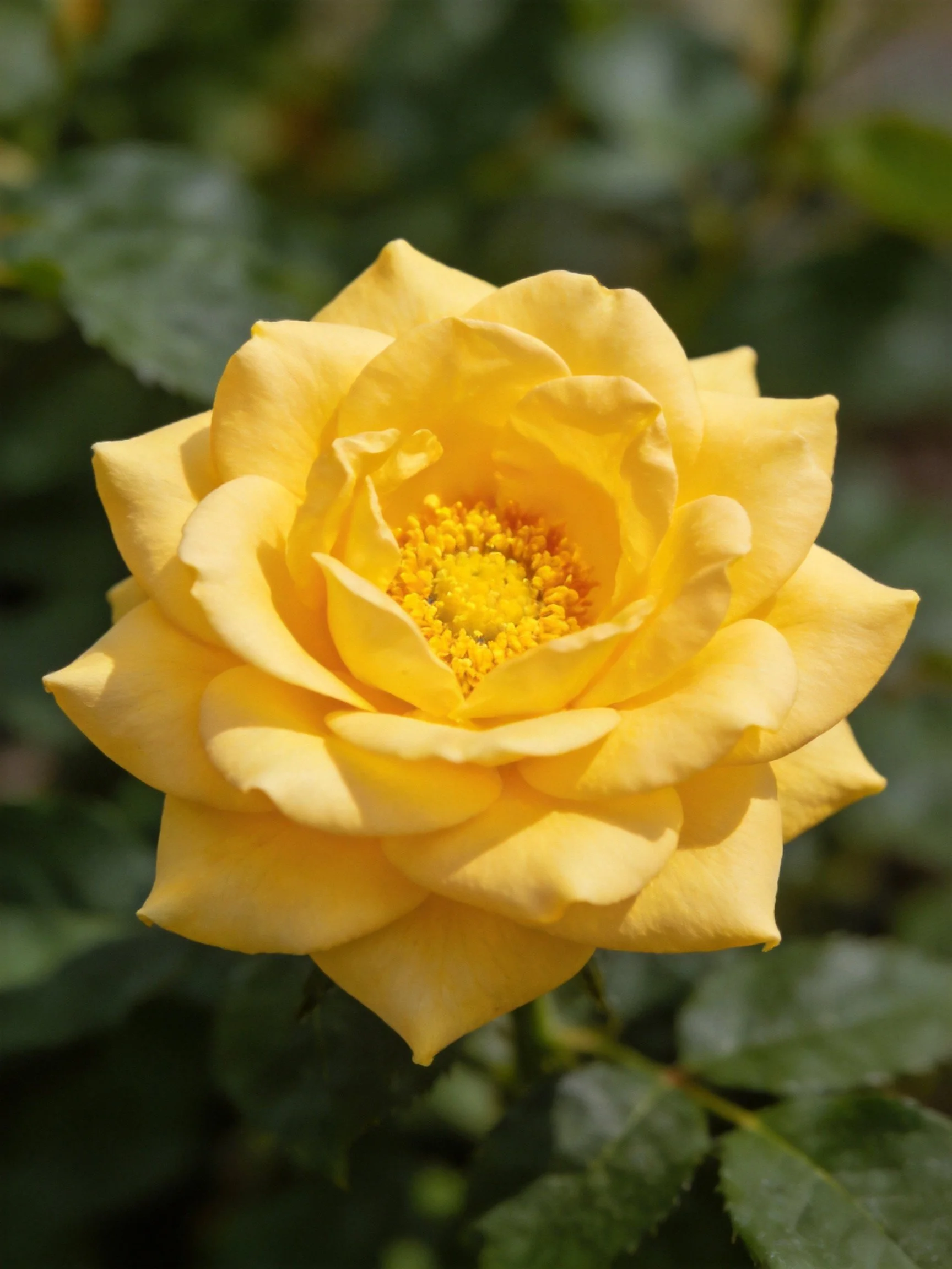 A vibrant yellow rose in full bloom