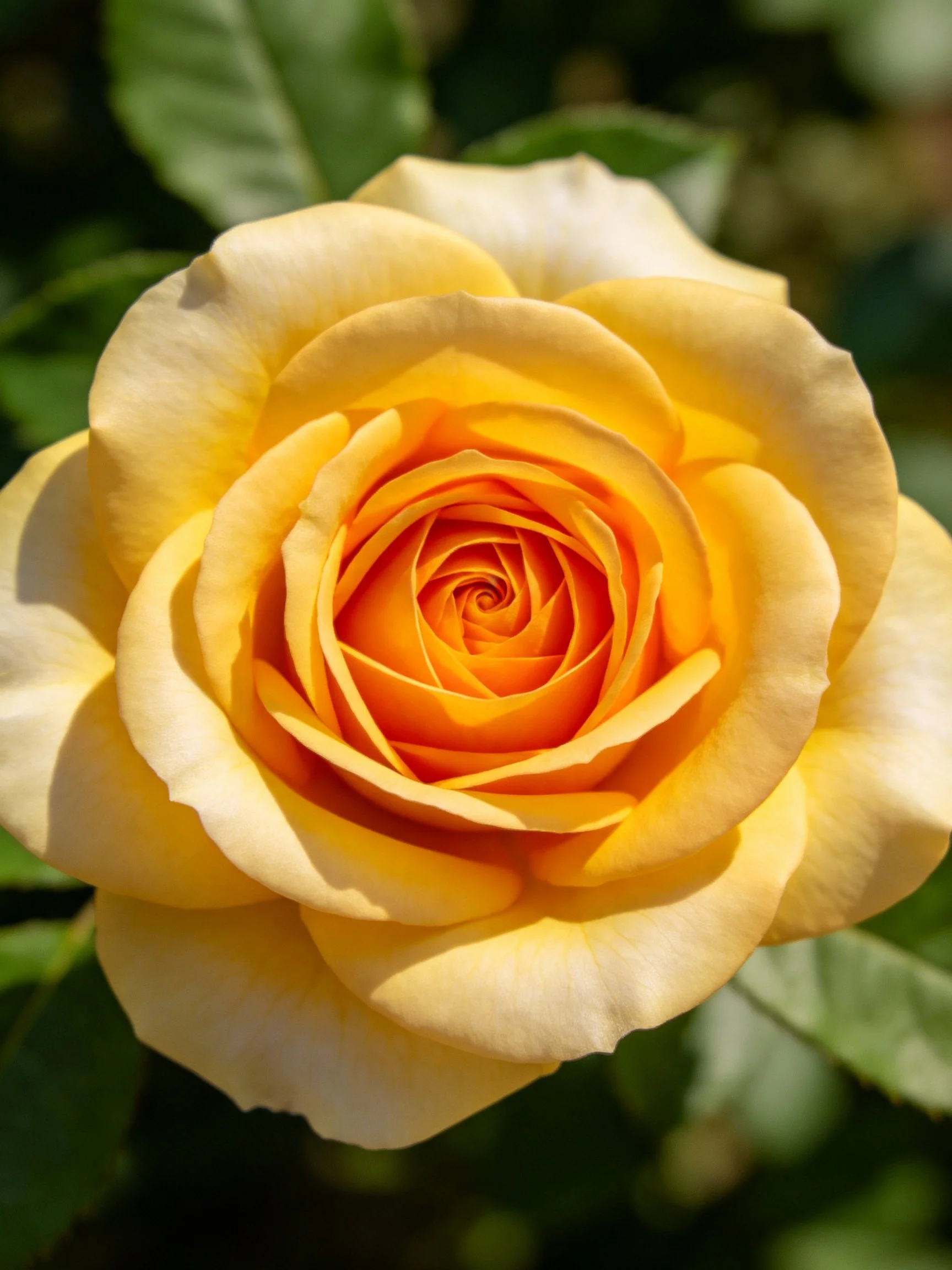 A vibrant yellow rose with layered petals spiraling inward