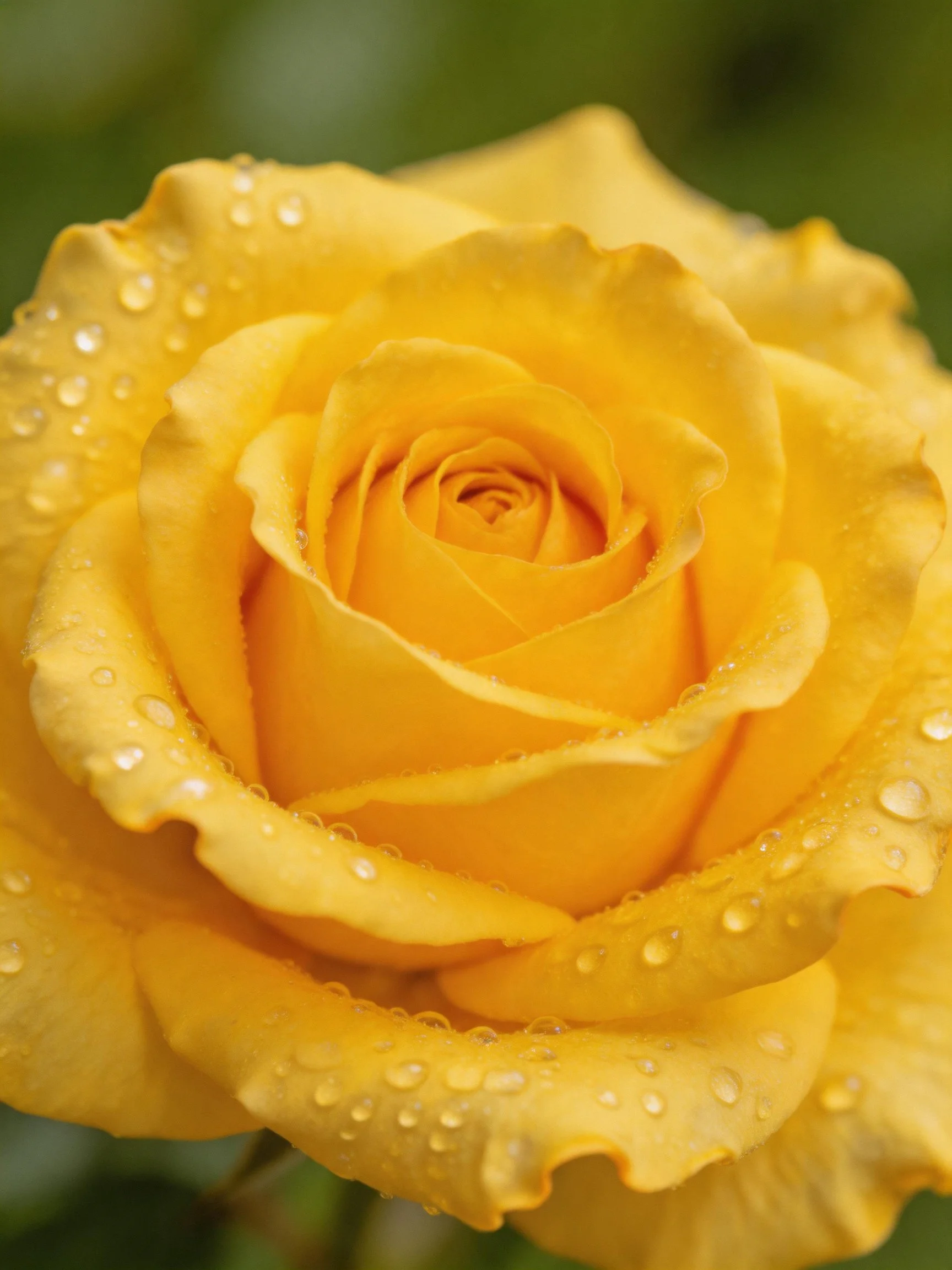 A vibrant yellow rose with water droplets