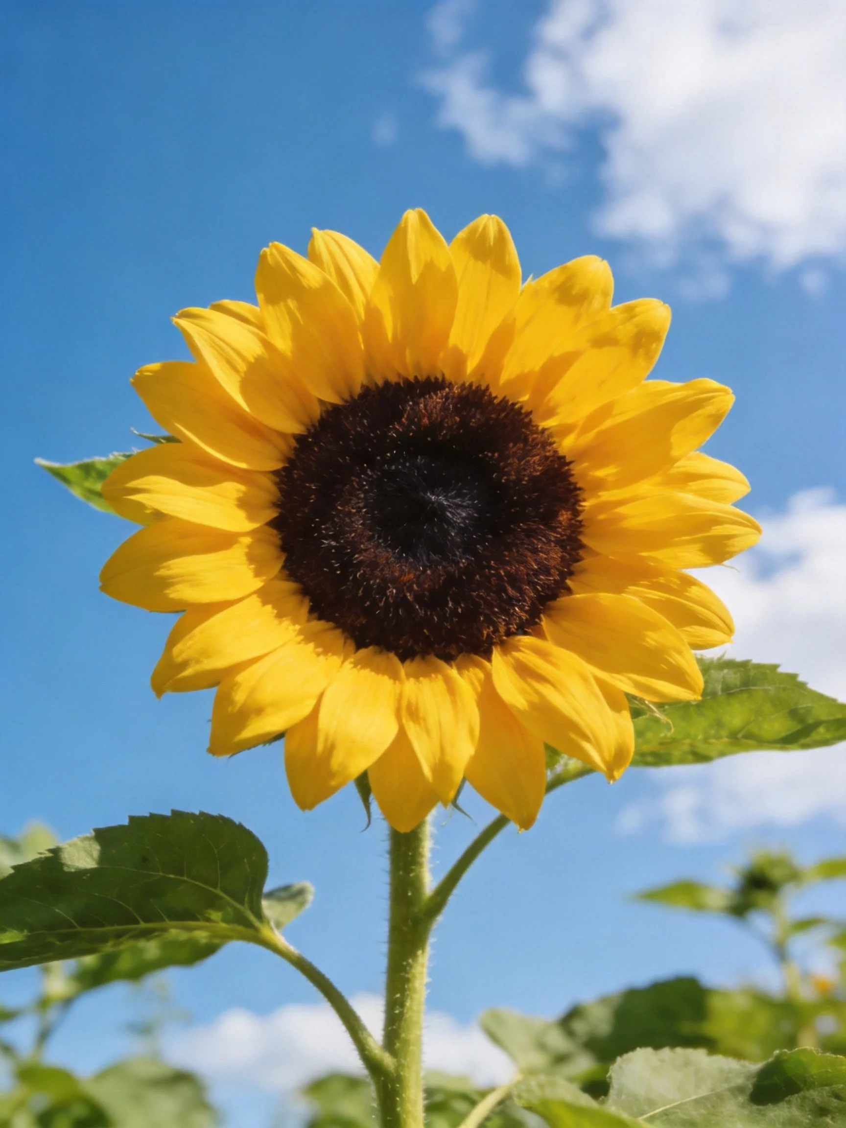 A vibrant yellow sunflower against a bright blue sky
