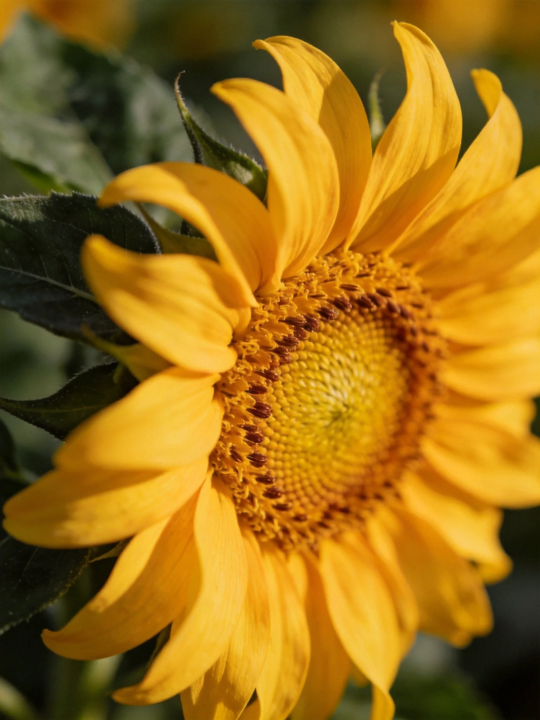 A vibrant yellow sunflower with dark green leaves