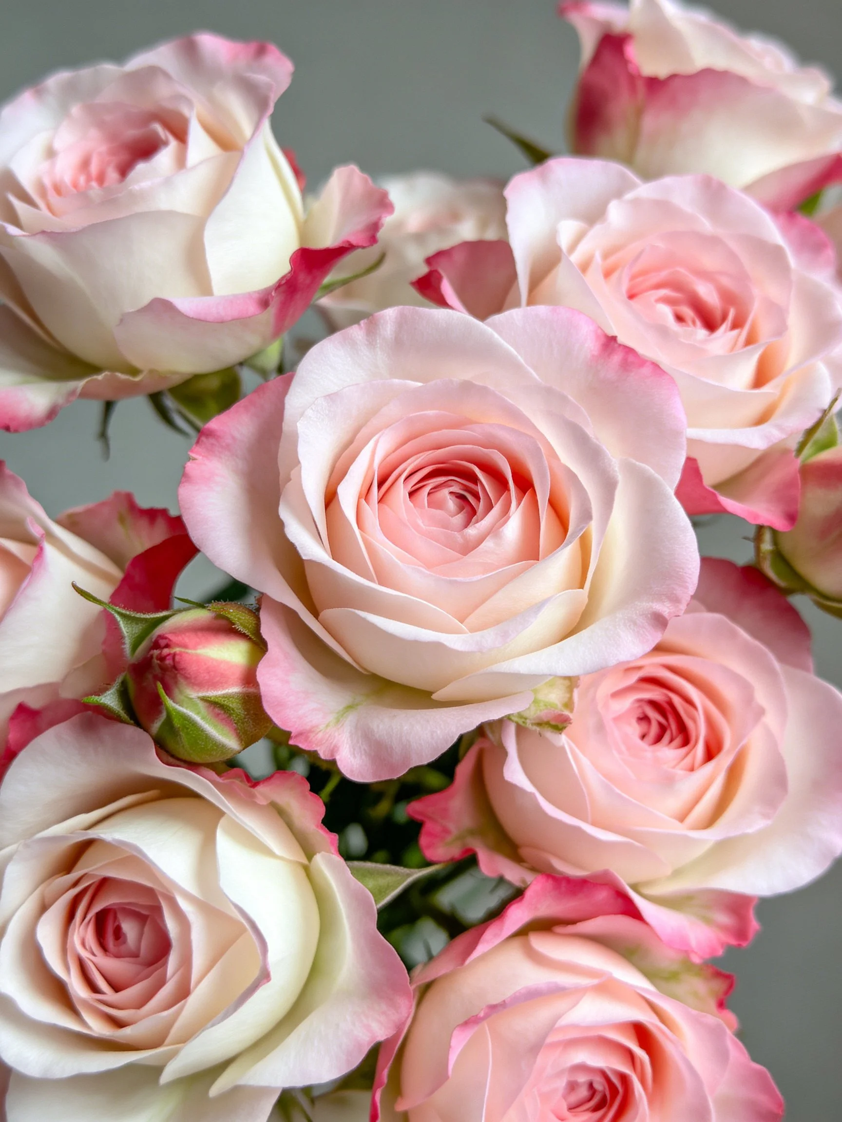 Bouquet of Pink and White Roses with Gradient Petals