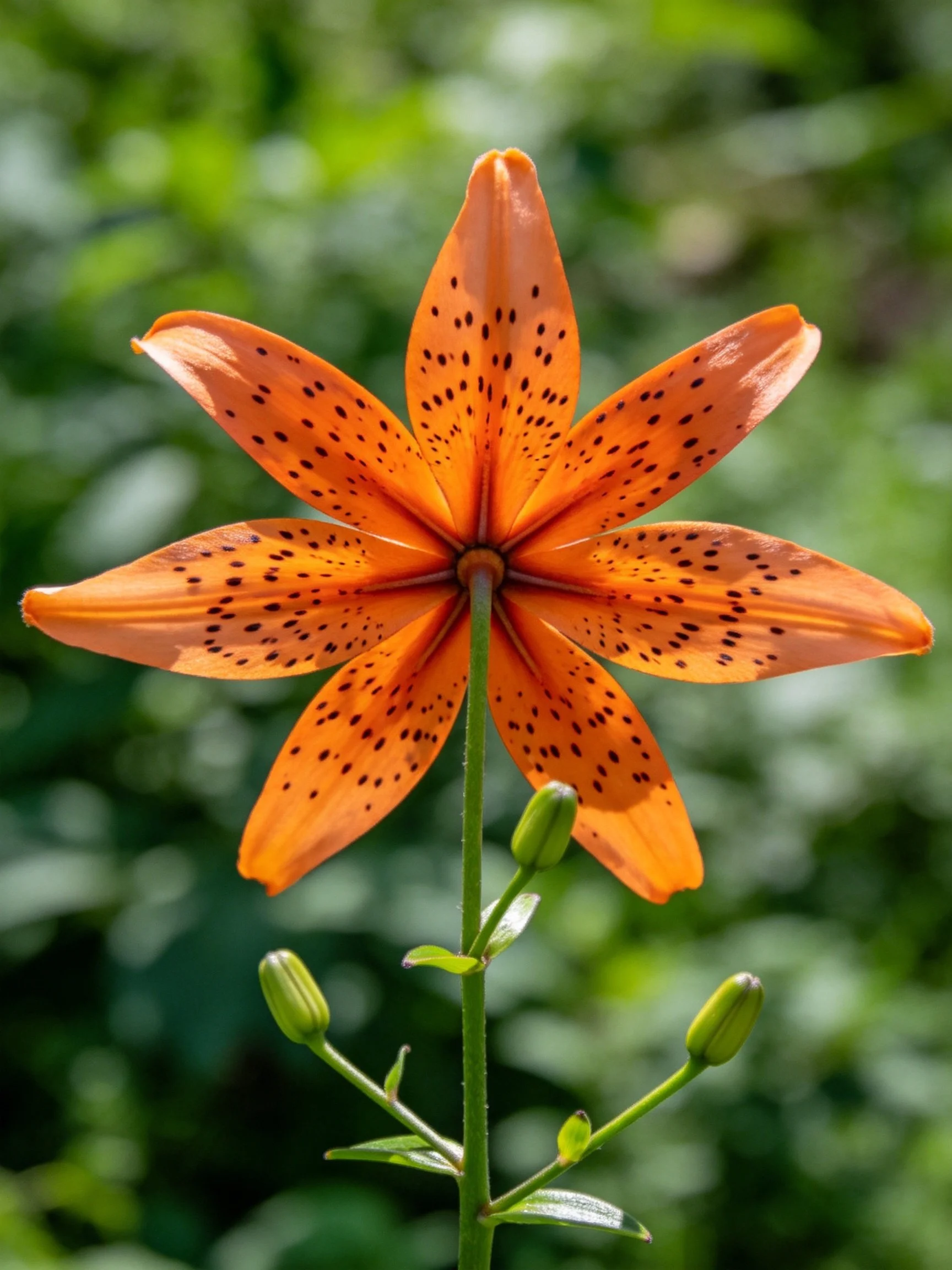 Bright orange tiger lily with dark spotted petals