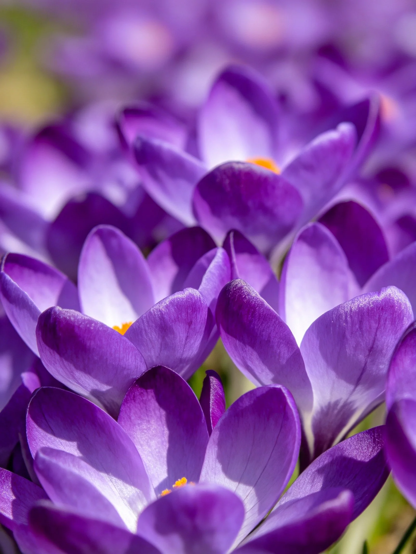 Close-up View of Vibrant Purple Crocus Blooms