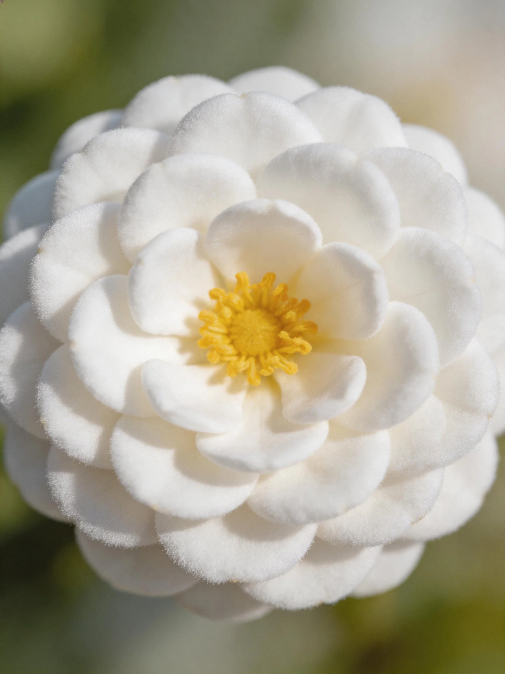 Close-up of White Felt Flower with Layered Petals