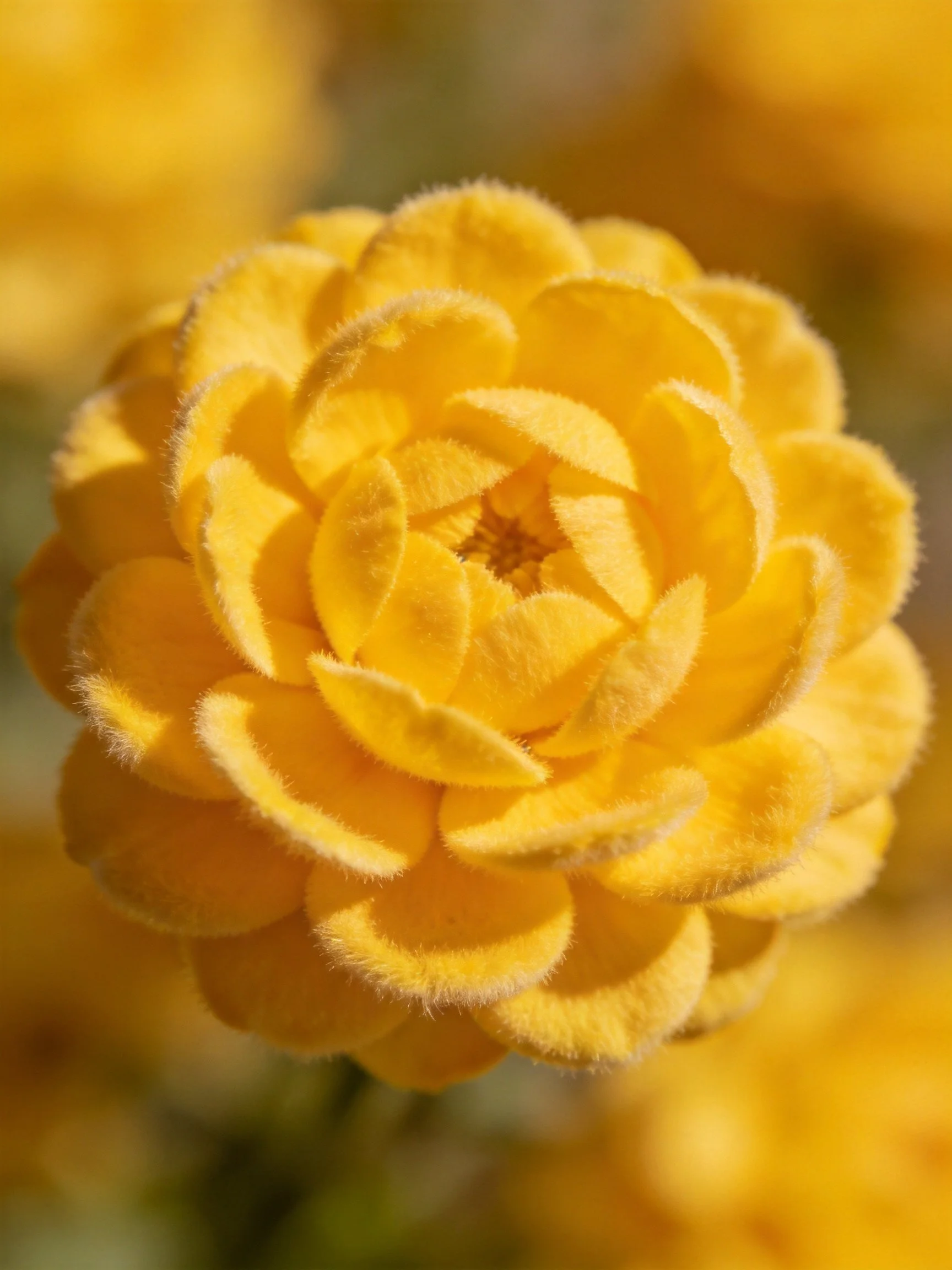 A close - up of a bright yellow flower with layered petals.
