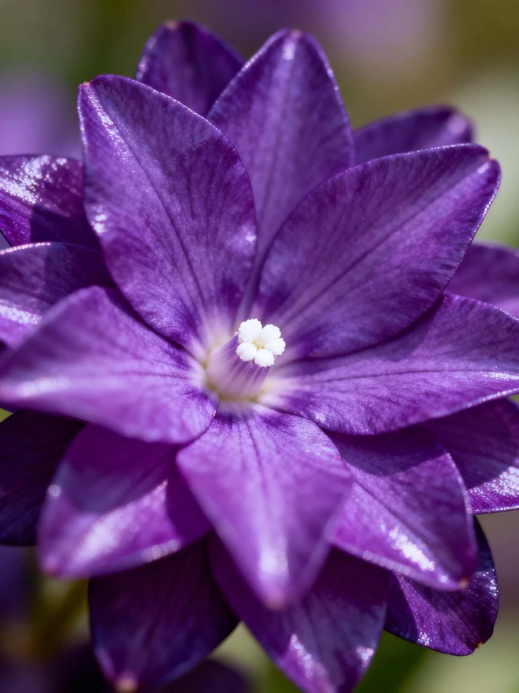 Close-up of a deep purple flower with layered petals