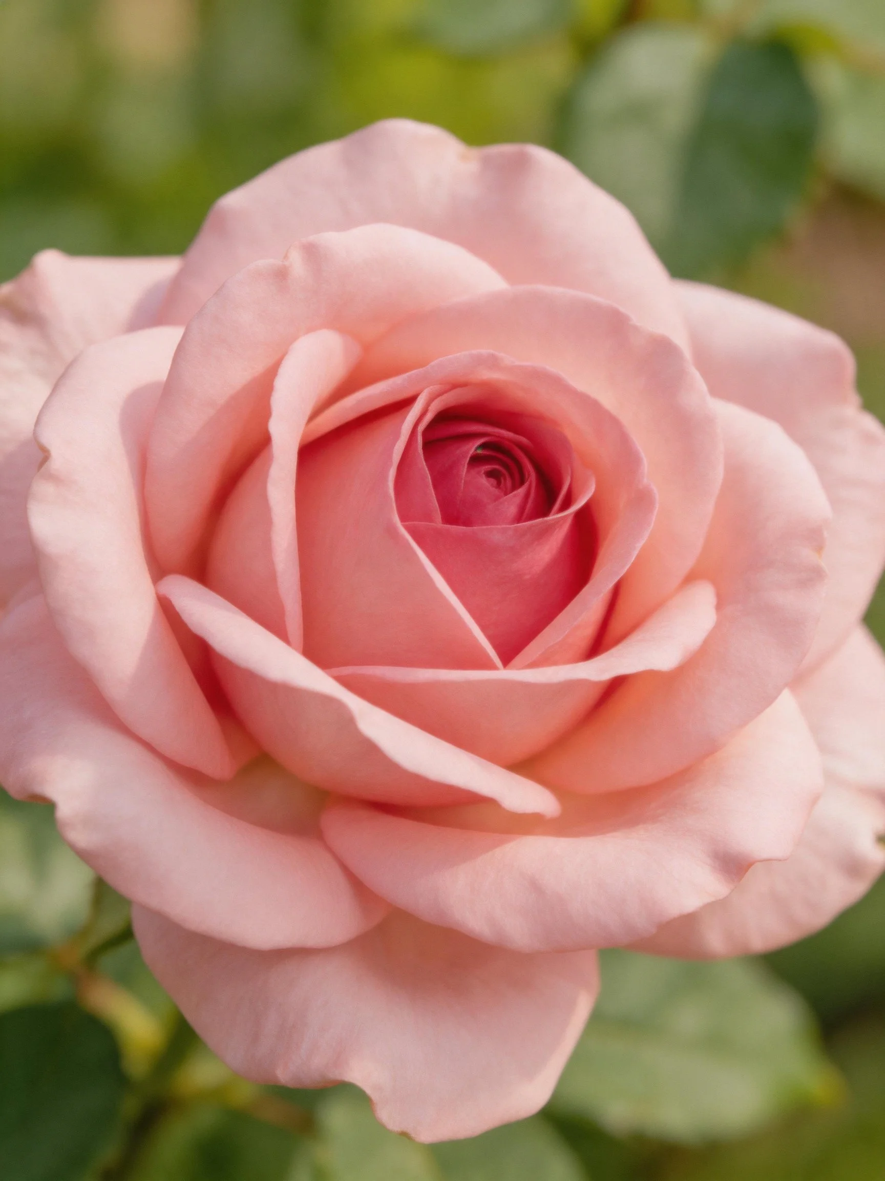 Close - up of a fully bloomed soft pink rose