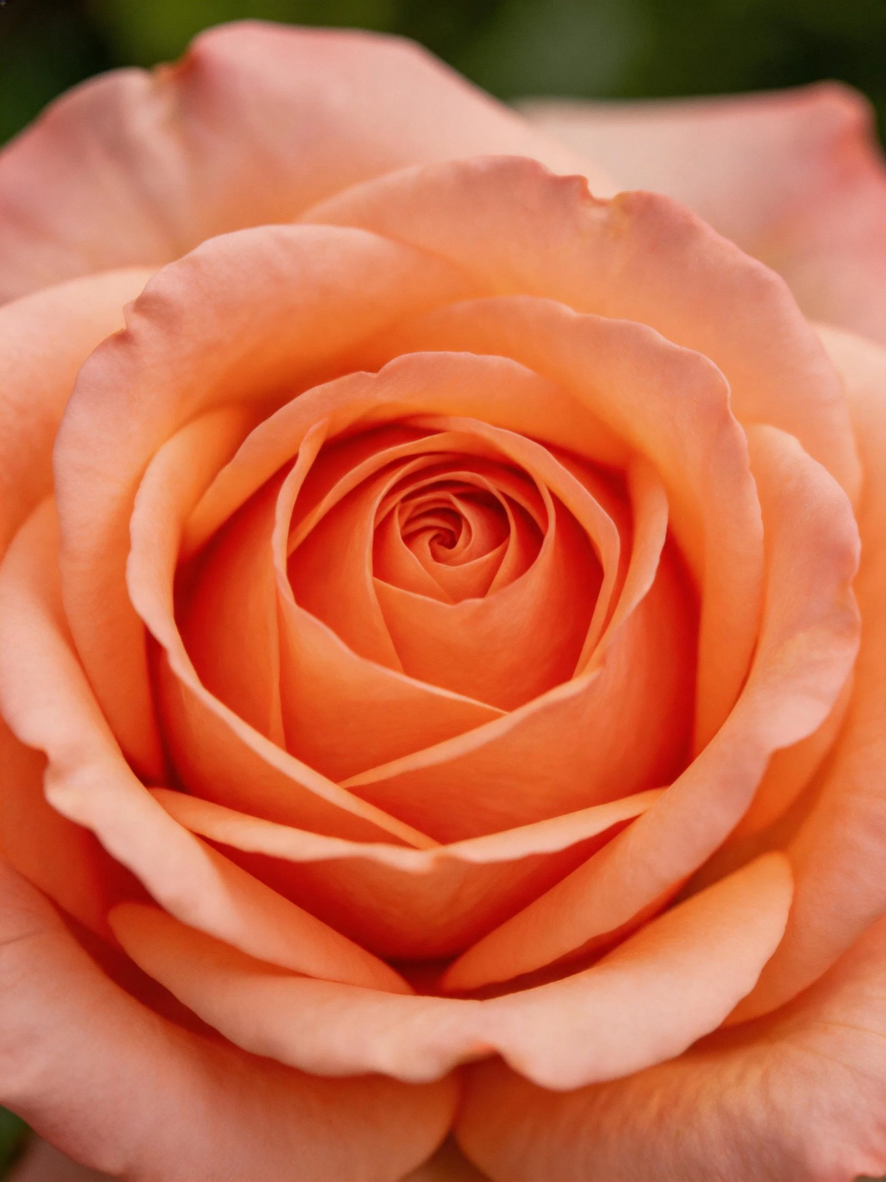 Close - up of a peach - hued rose with layered petals