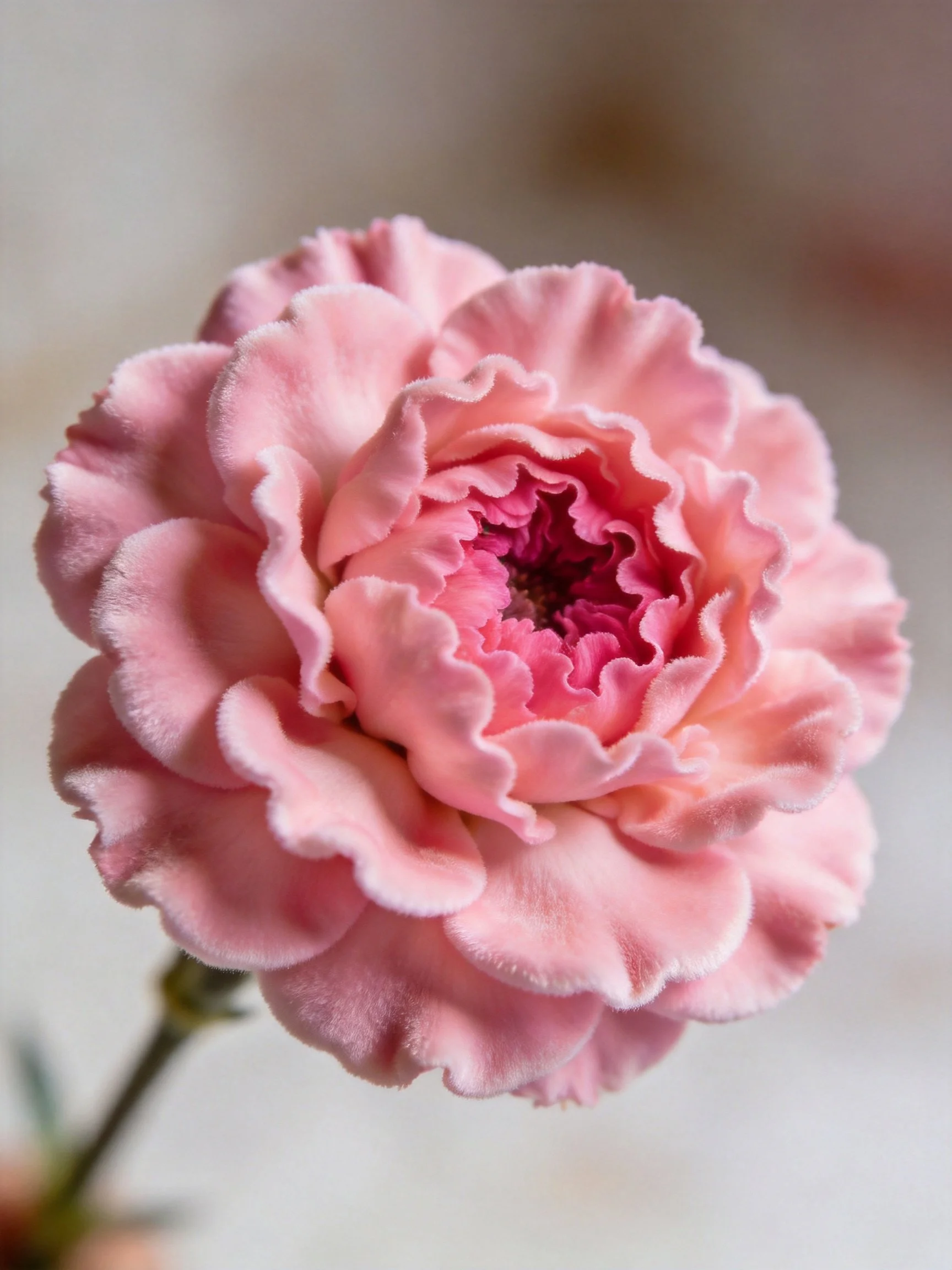 Close - up of a pink carnation with layered petals