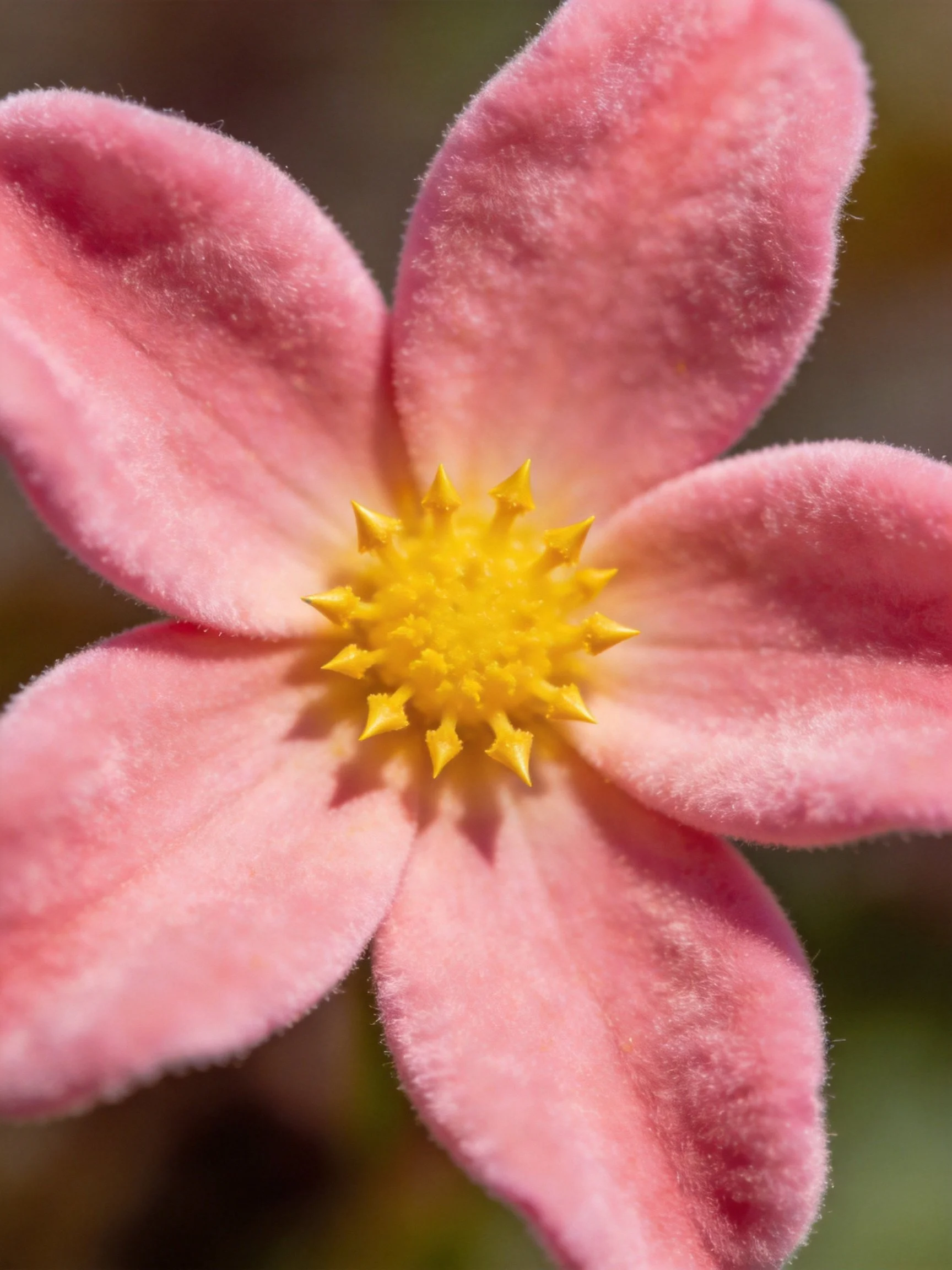 Close-up of a pink flower with a yellow central stamen