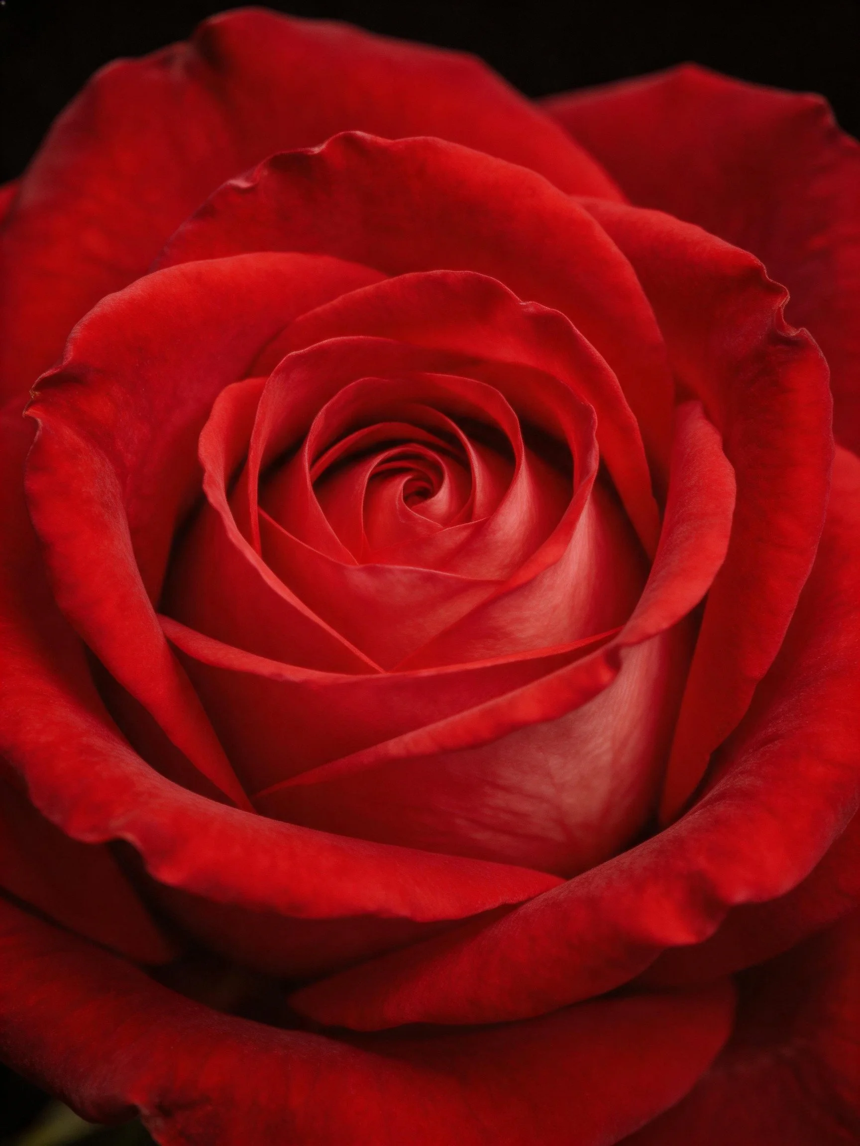 Close-up of a rich red rose with layered petals