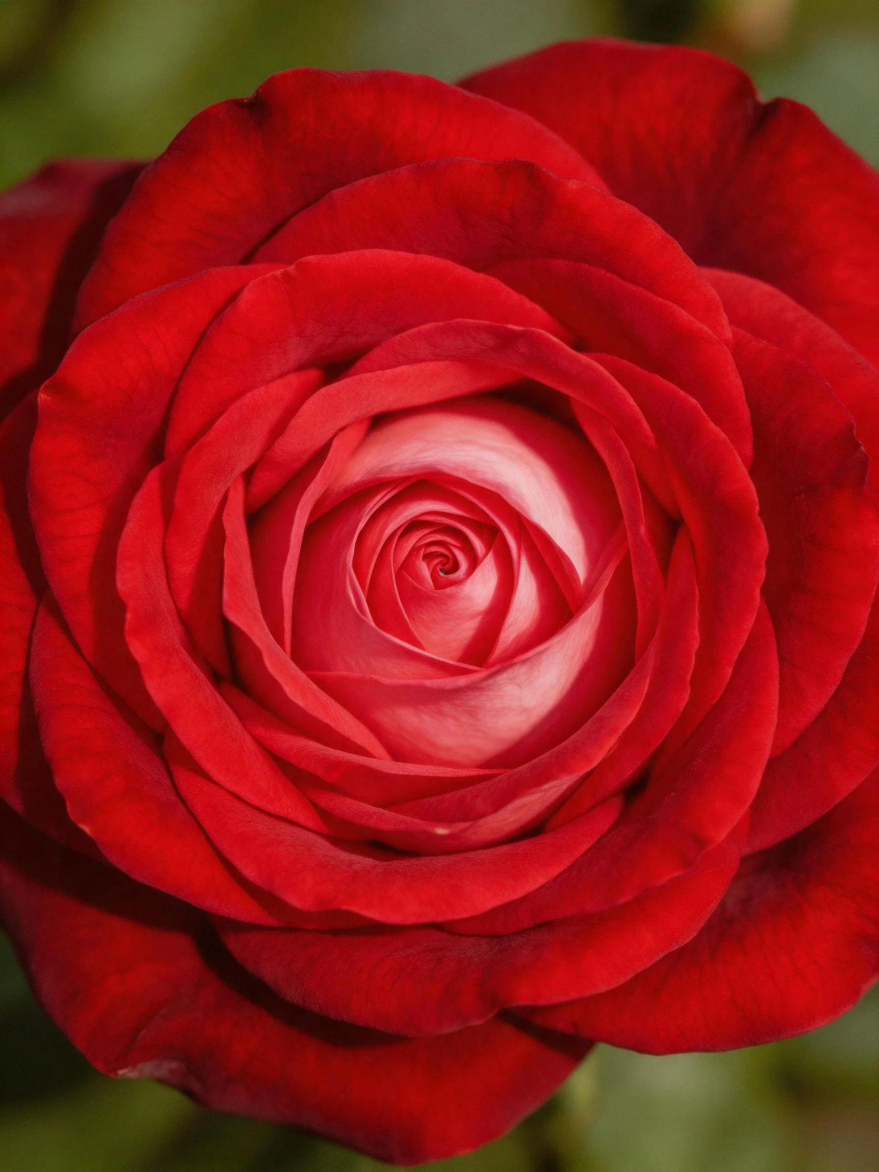 Close-up of a vibrant red rose with layered petals