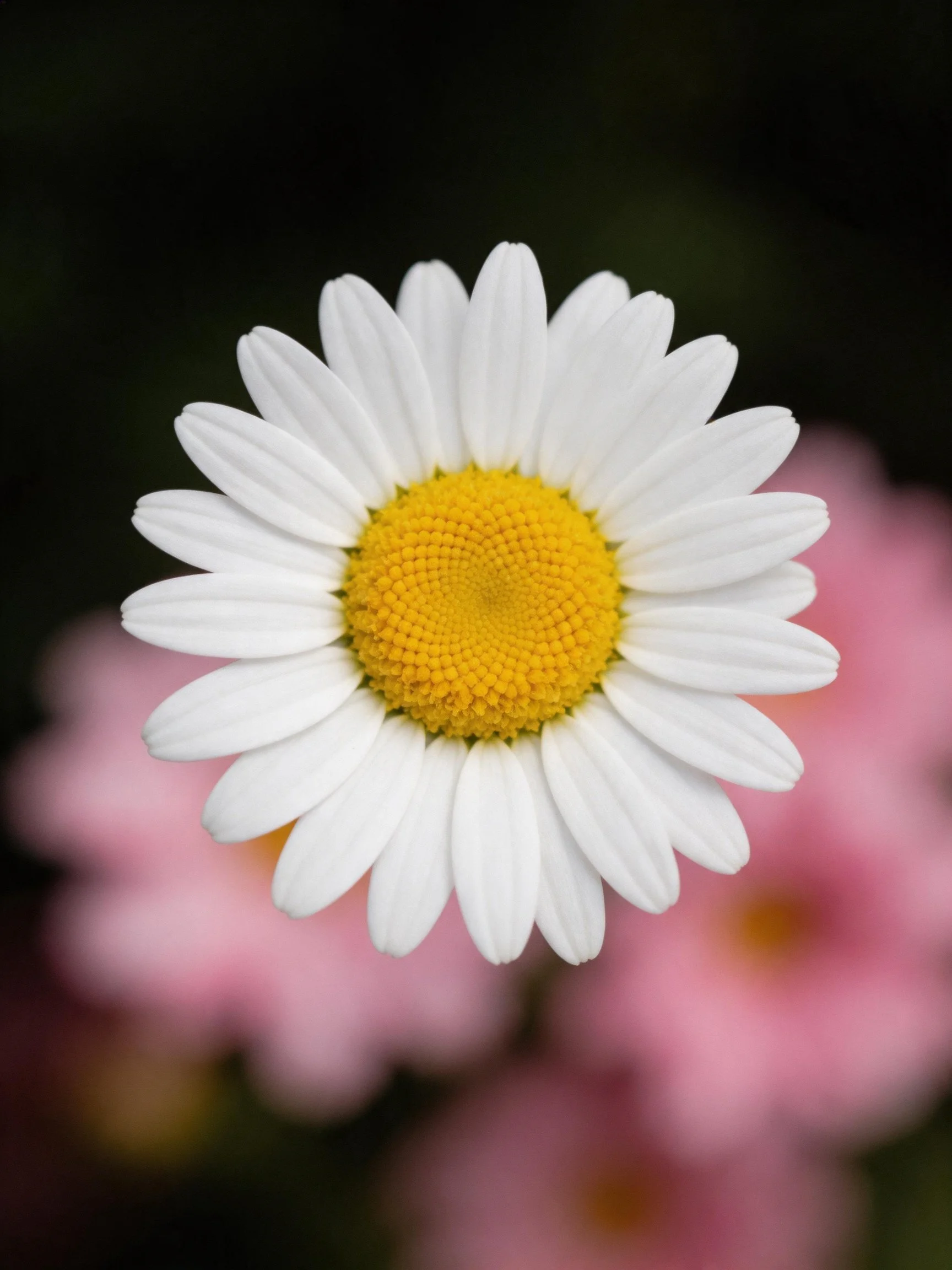 Close-up of a white daisy with a bright yellow center