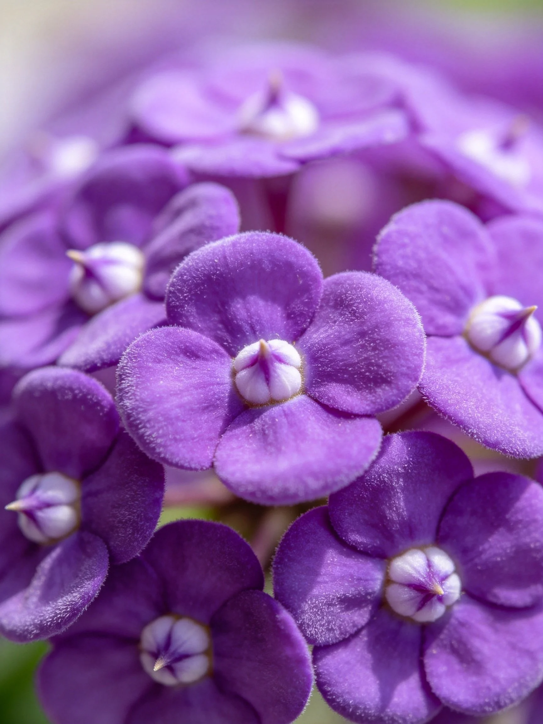 Close - up of dense purple flowers with soft petals
