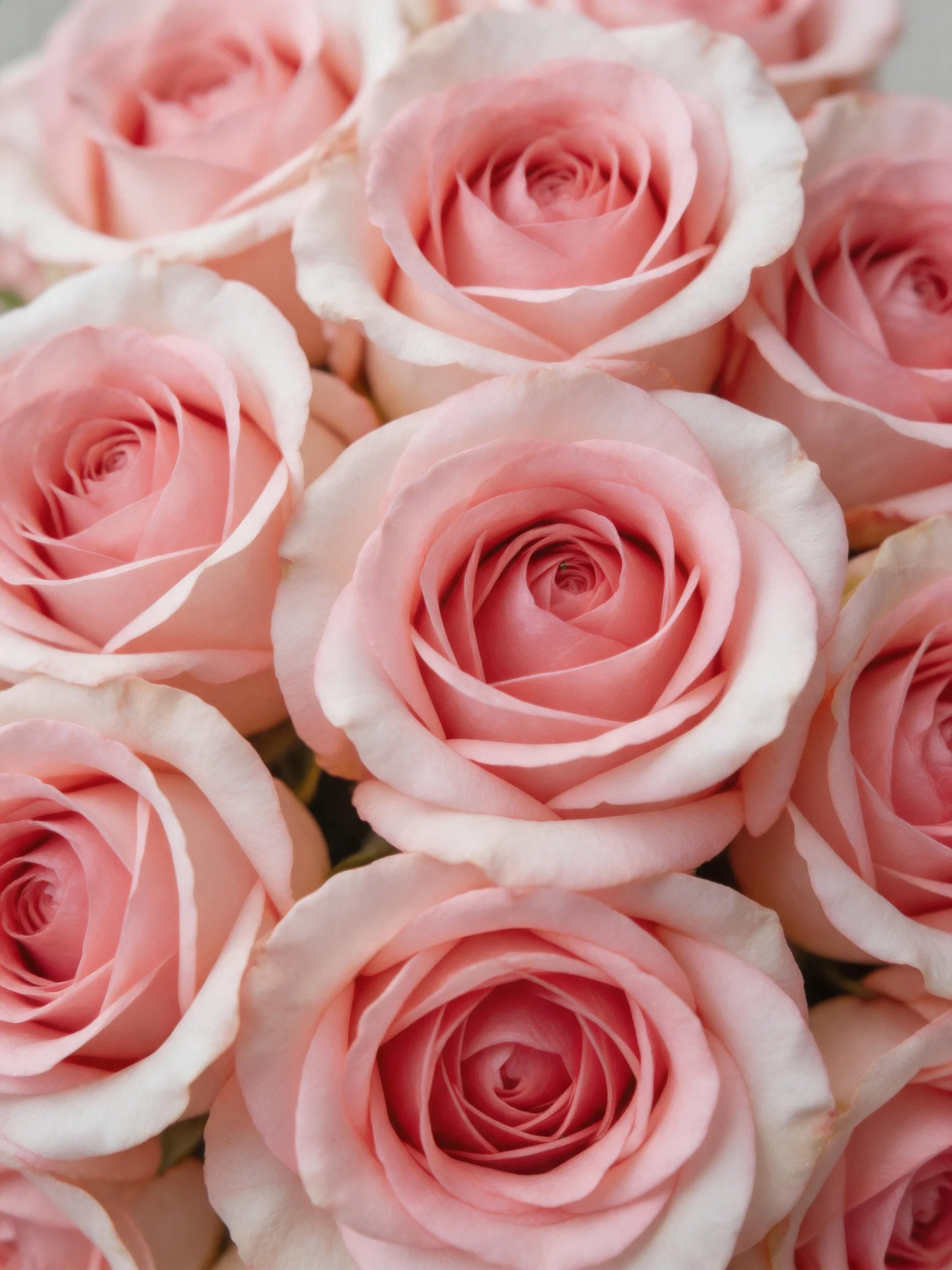 Close-up of numerous soft pink roses