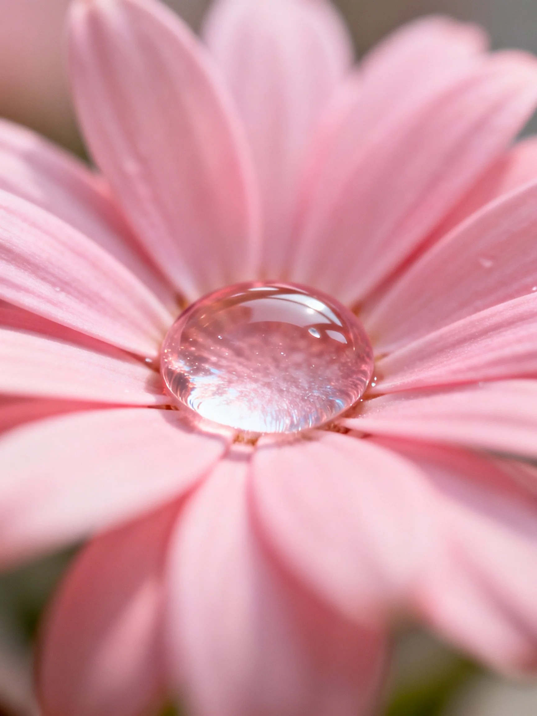 Close-up of pink flower with water droplet in center