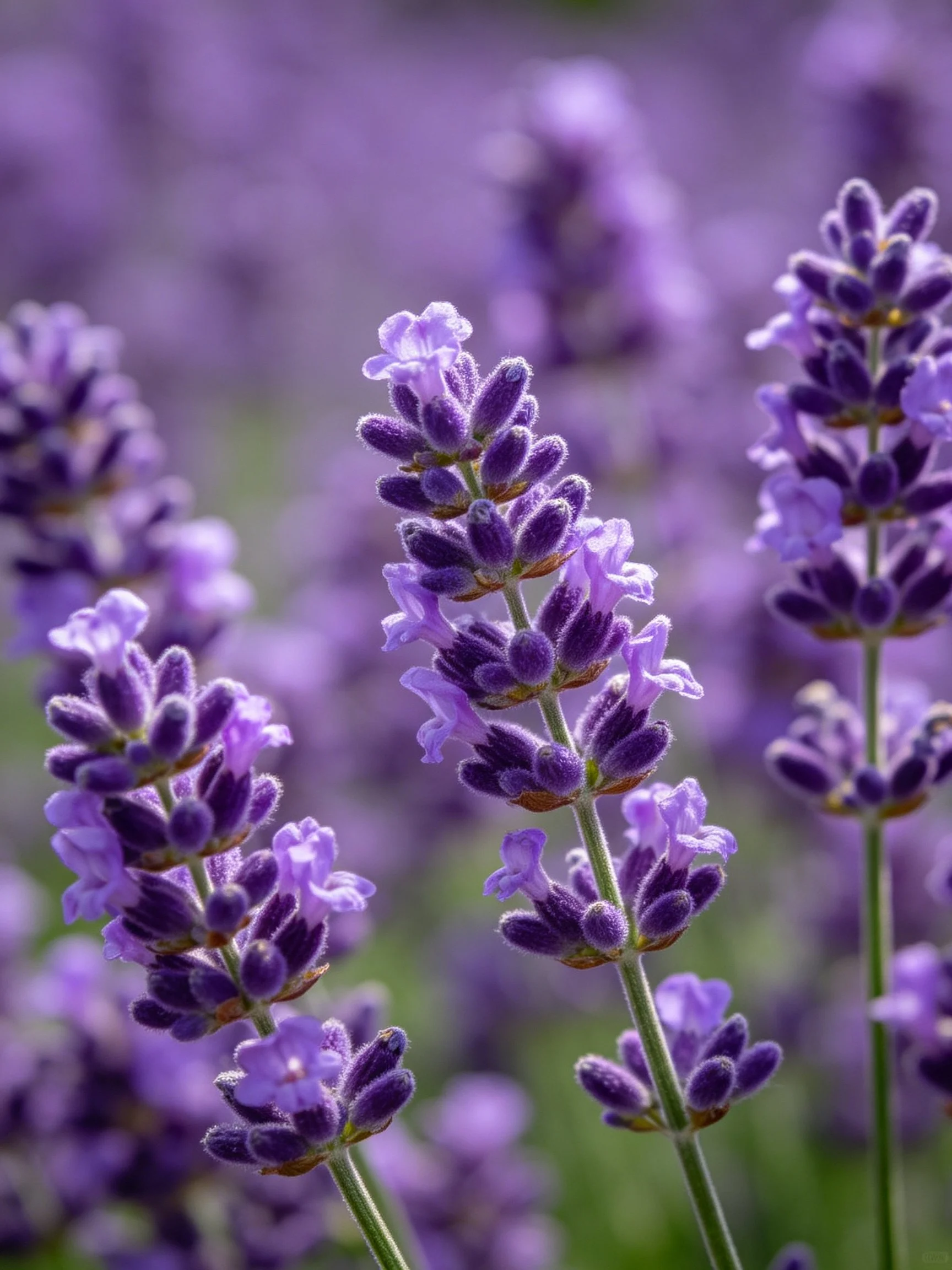Close-up of vibrant purple lavender blooms with soft focus background