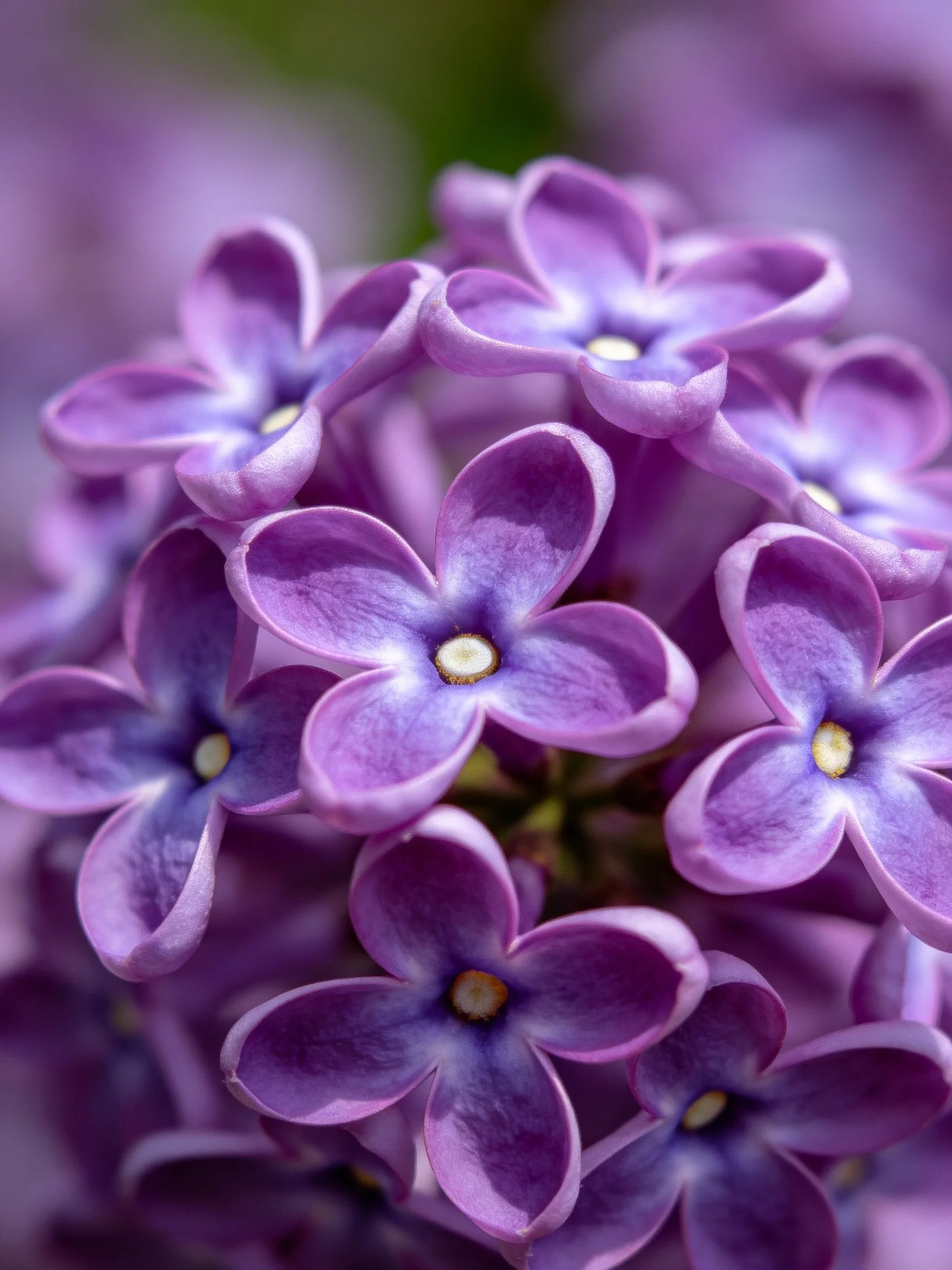 Close-up of vibrant purple lilac blossoms clustered together