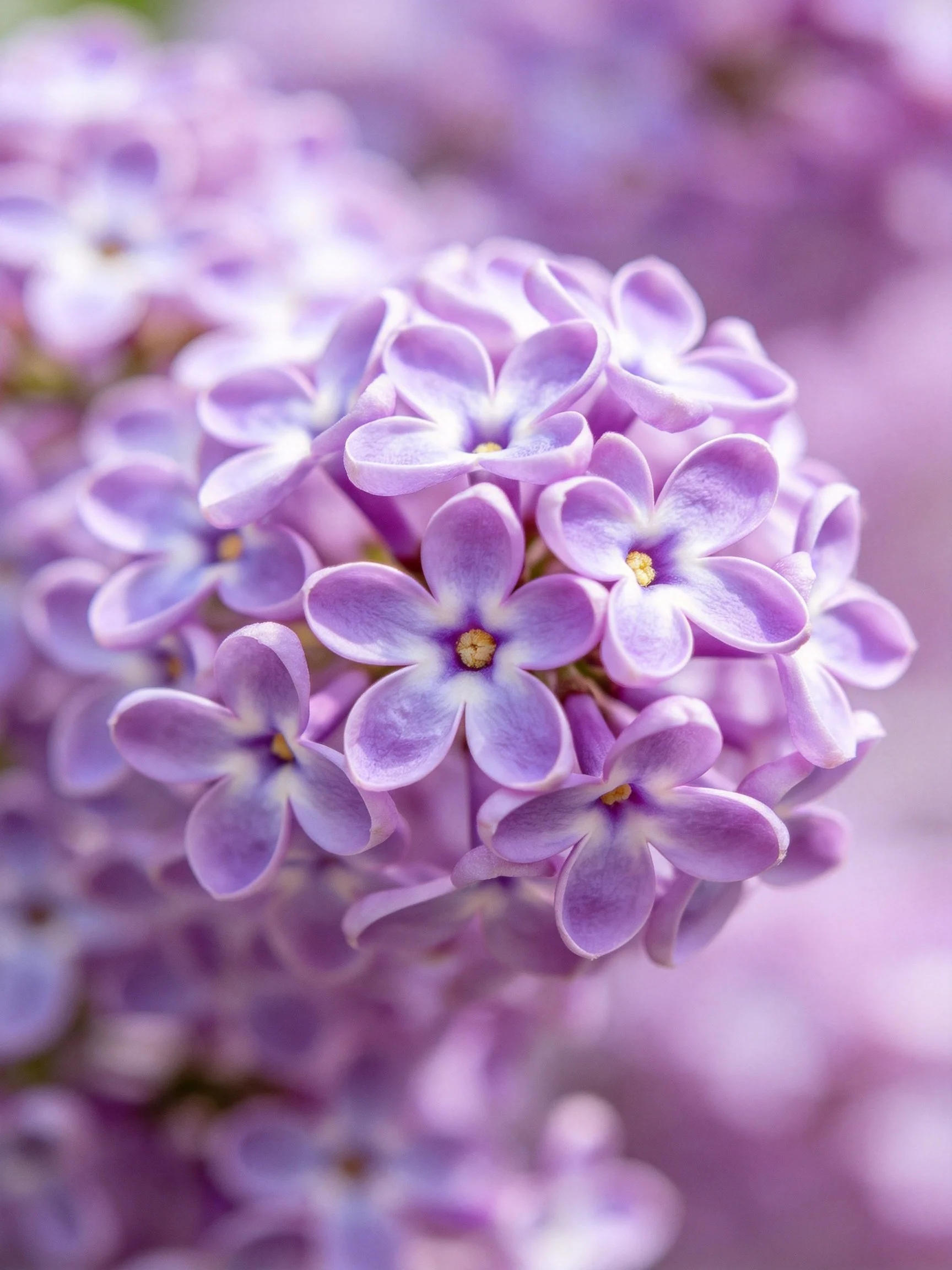 Close-up shot of vibrant purple lilac flower cluster
