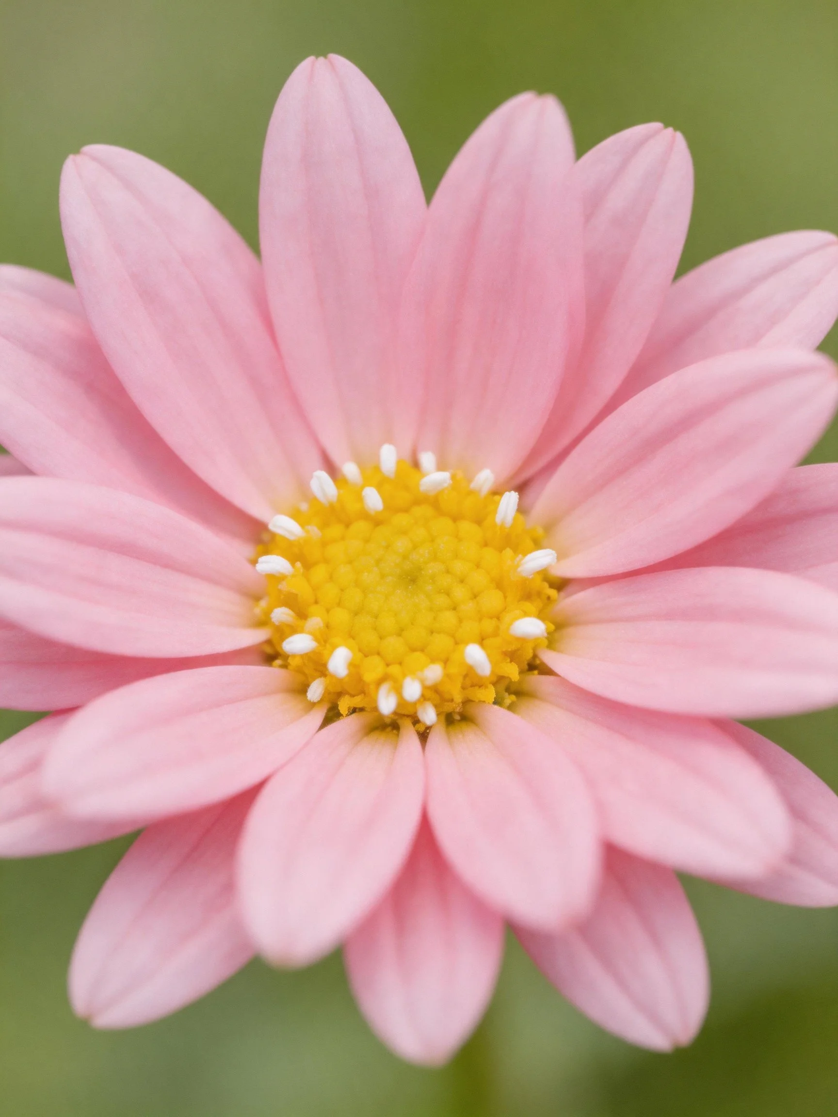 Close-up view of a pink flower with a yellow center