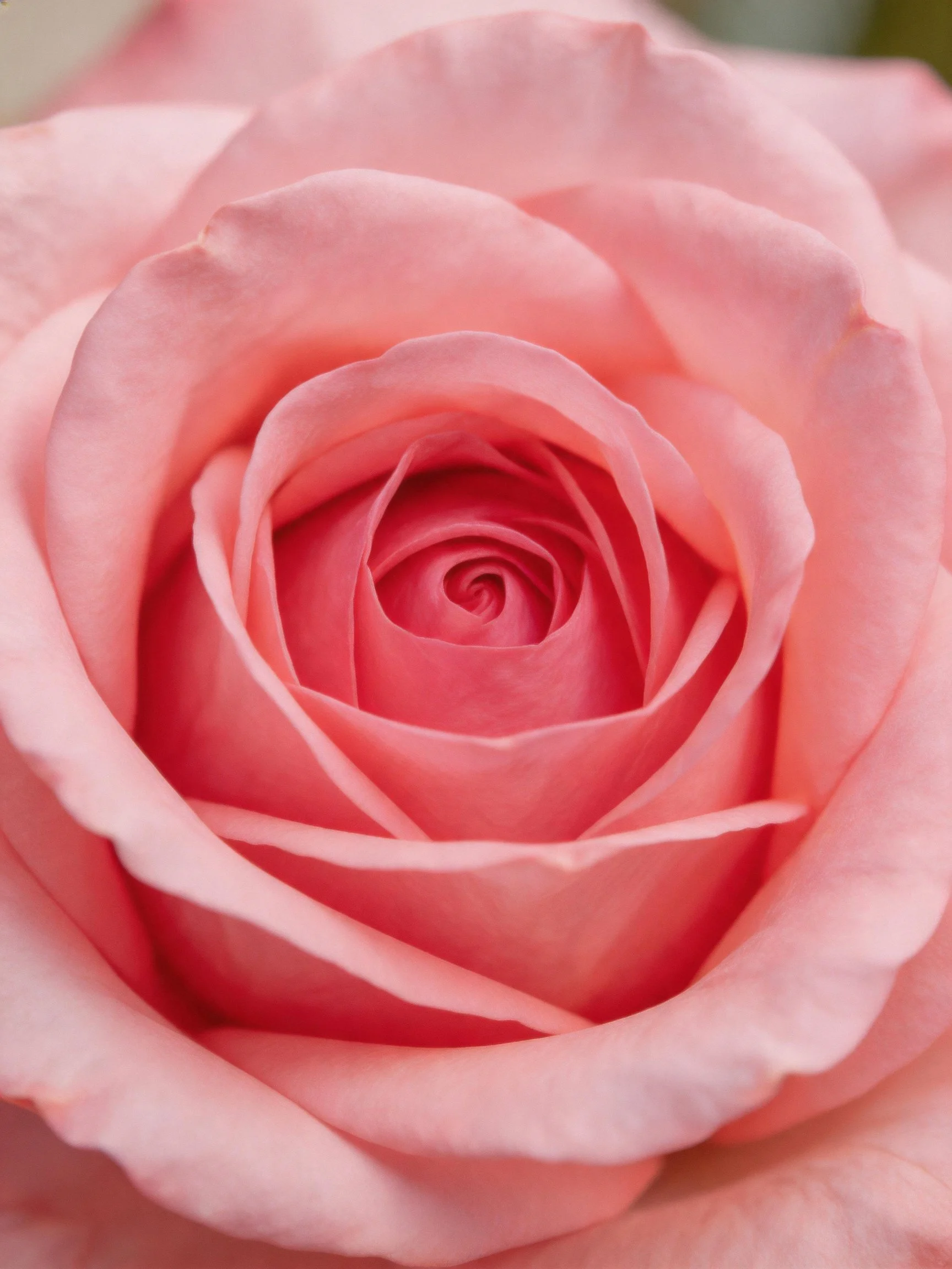 Close - up view of a soft pink rose with layered petals