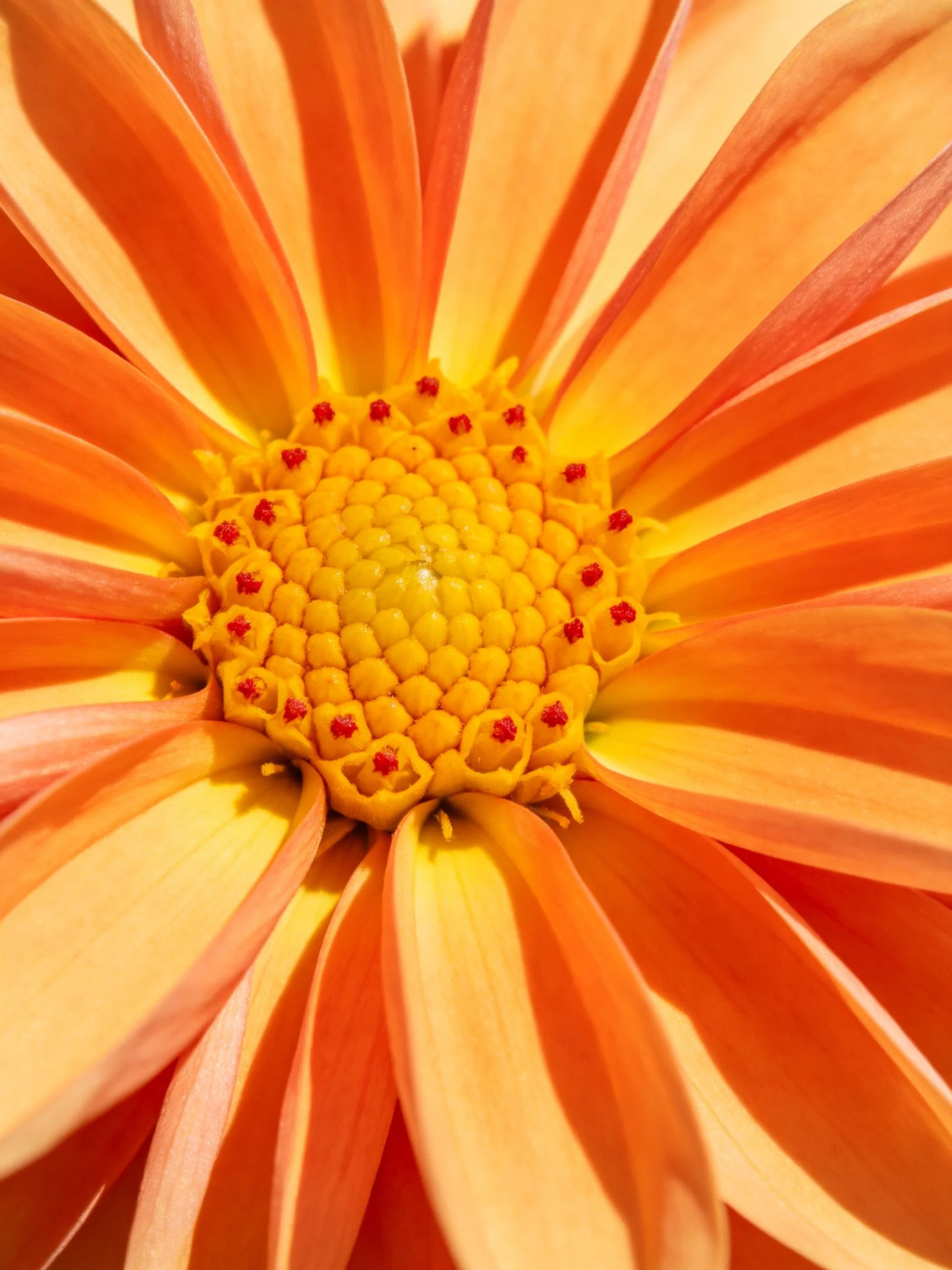 Close-up view of an orange flower with yellow central disk