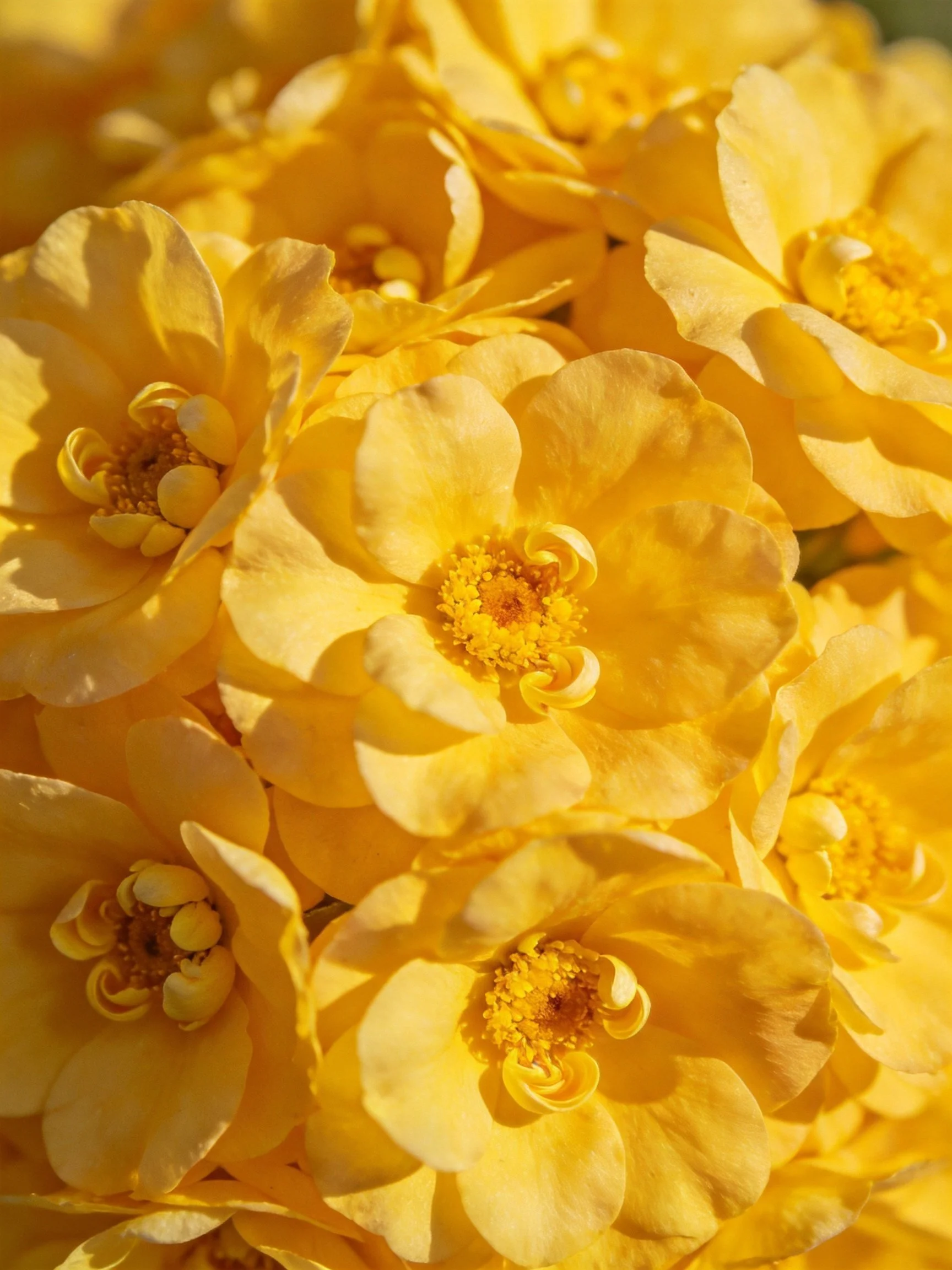 Close - up view of vibrant yellow flowers with layered petals