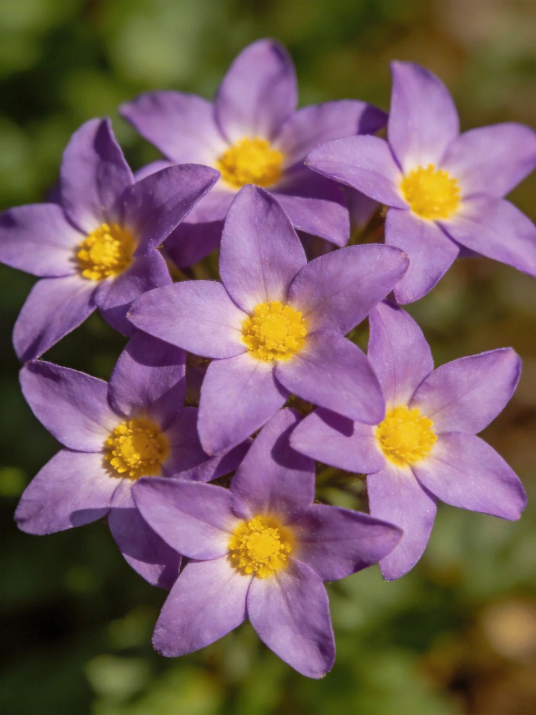 Cluster of Delicate Purple Flowers with Yellow Centers