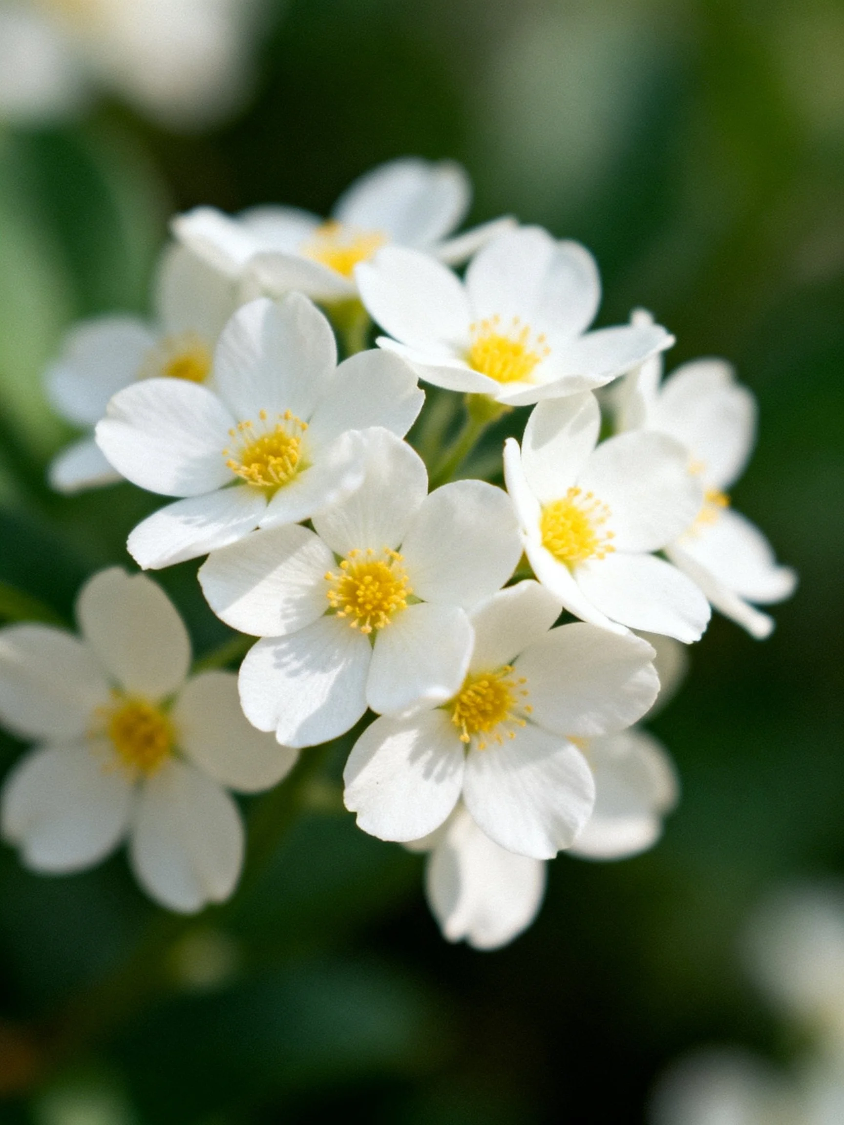 Cluster of Delicate White Flowers with Bright Yellow Centers
