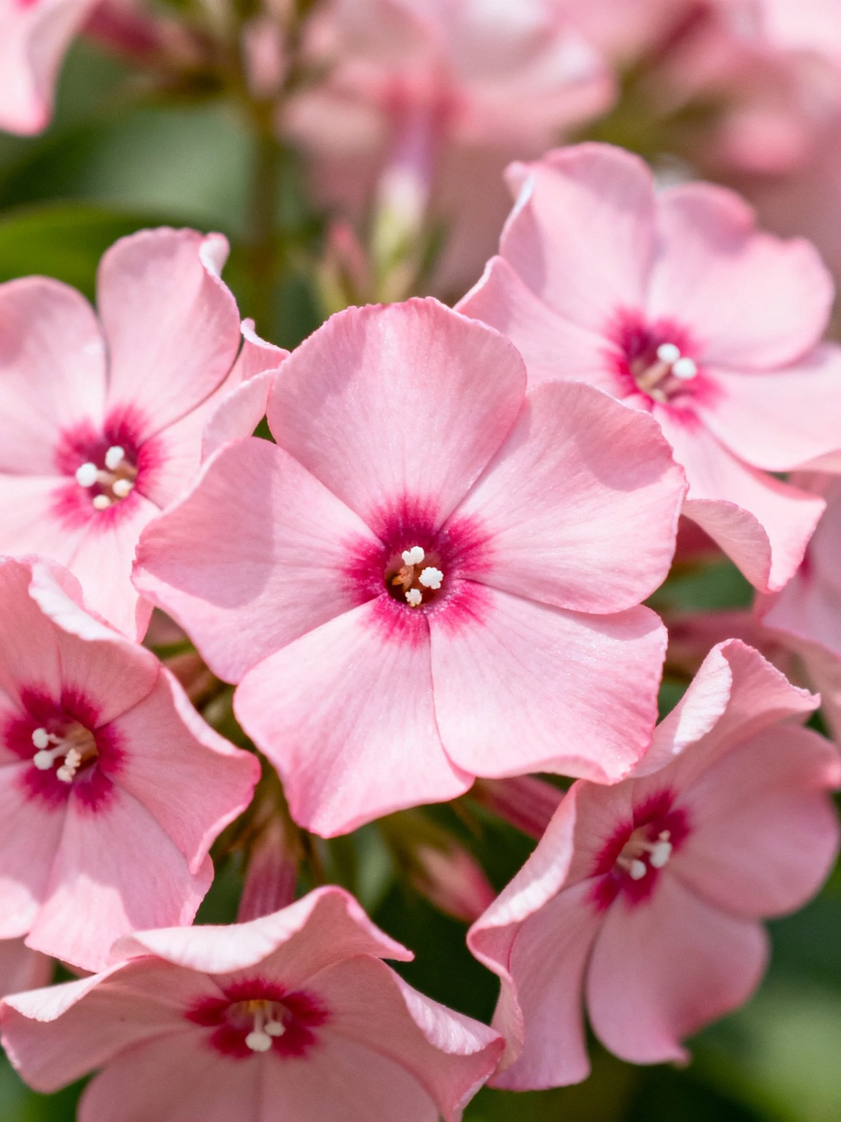 Cluster of Pink Phlox Flowers with Dark Centers