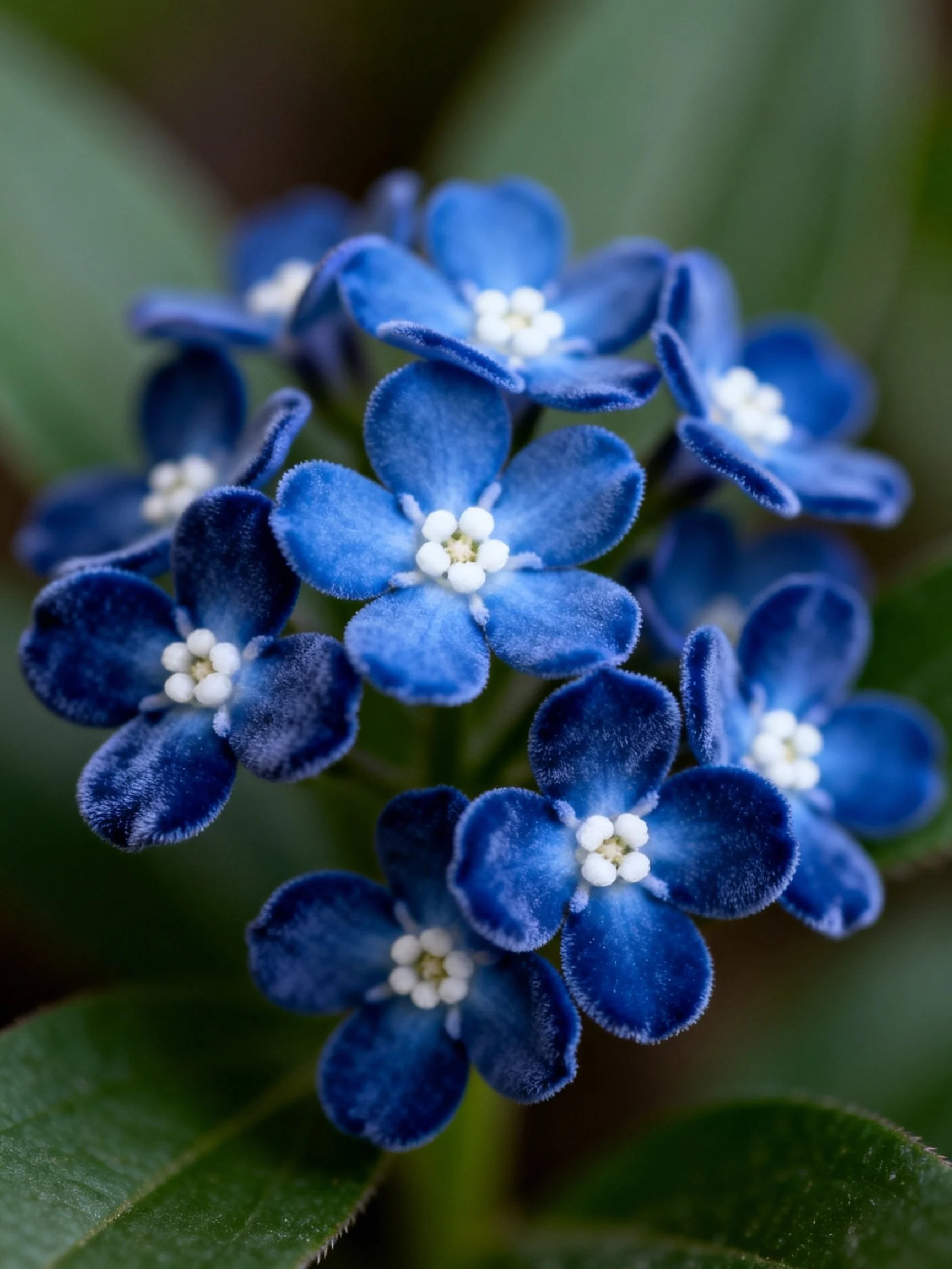 Cluster of Small Blue Flowers with White Centers