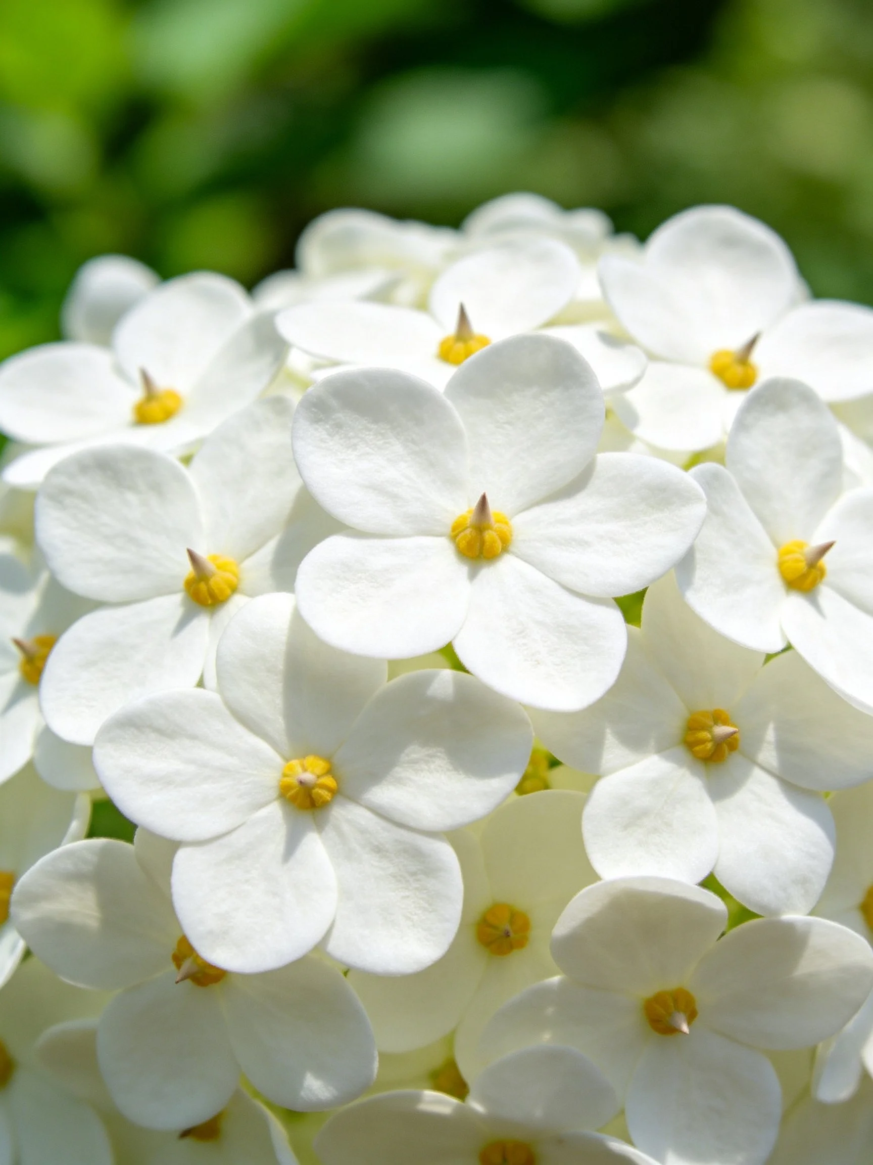 Cluster of Small White Flowers with Yellow Centers