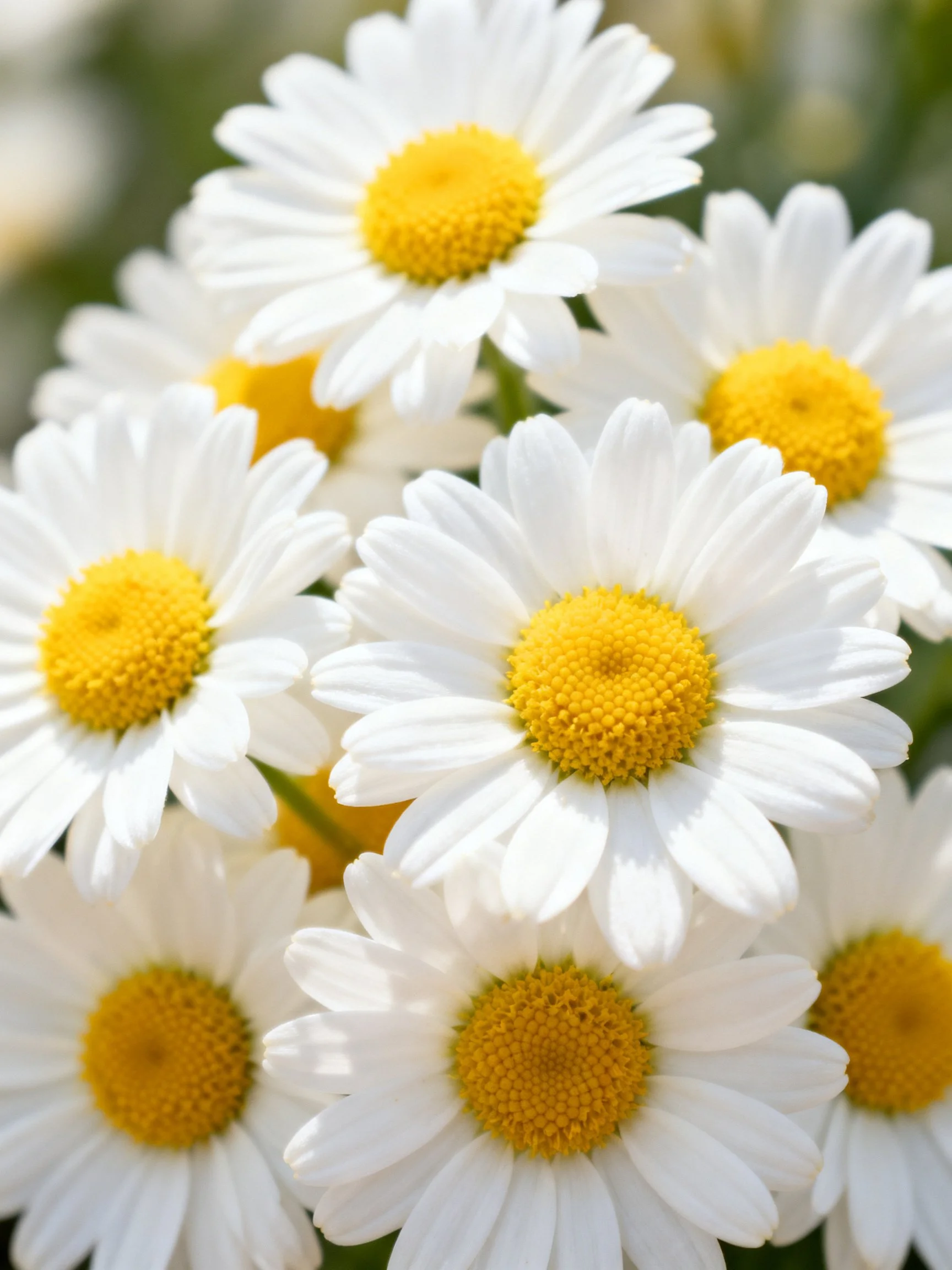 Cluster of White Daisies with Bright Yellow Centers
