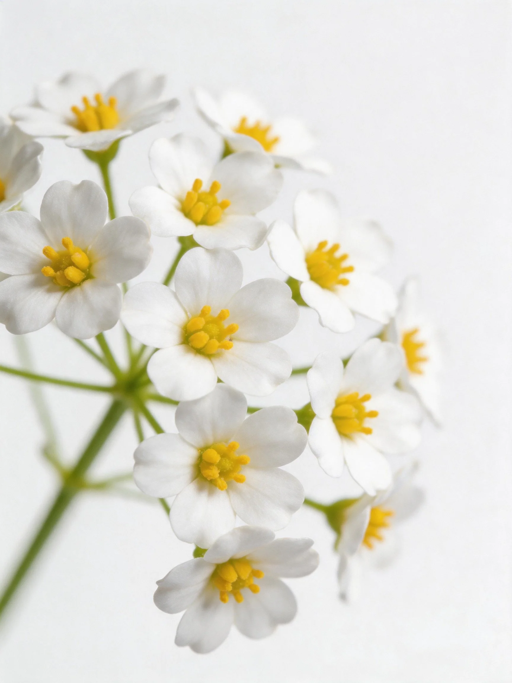 Cluster of small white flowers with yellow centers