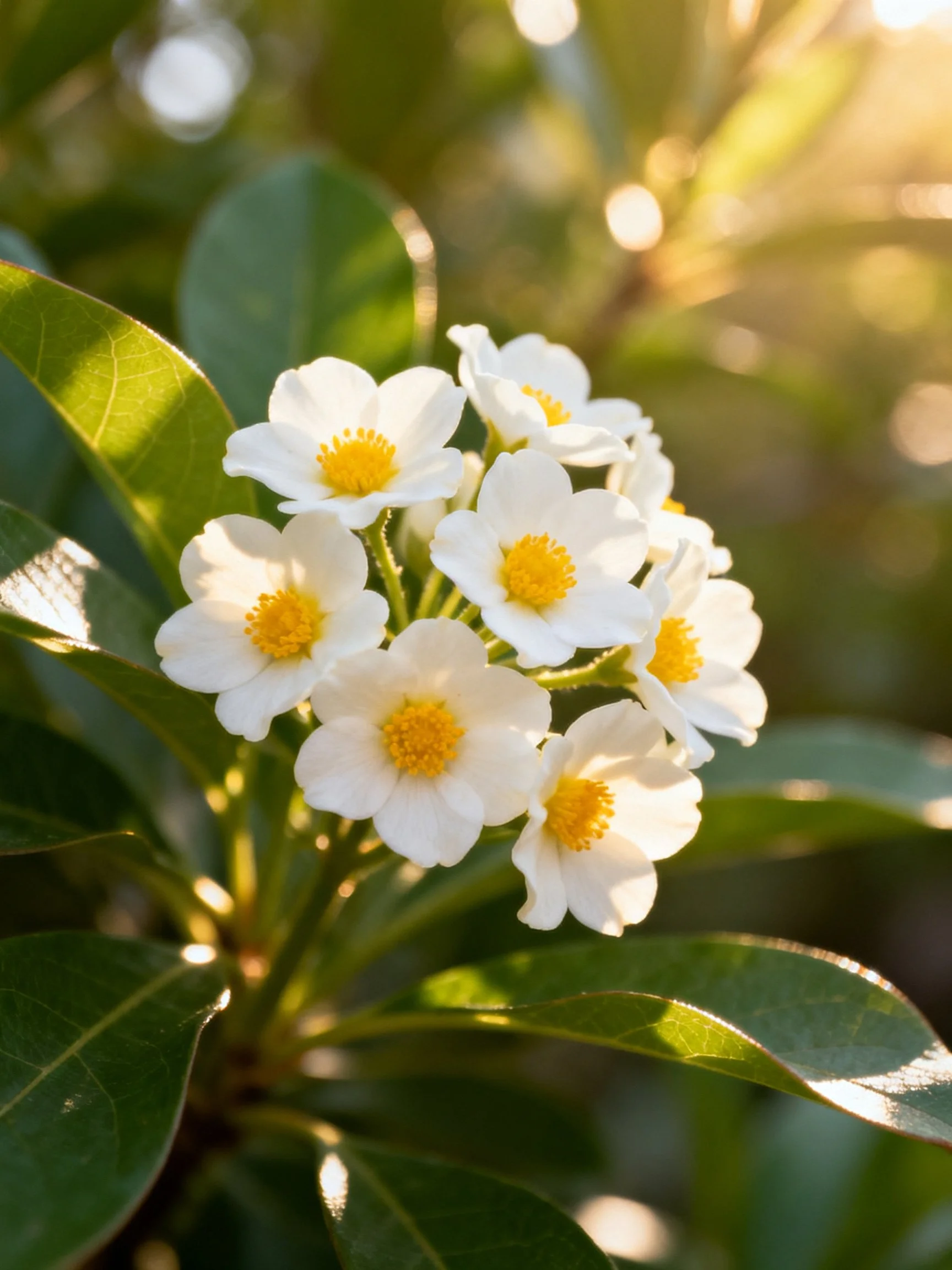 Cluster of small white flowers with yellow centers